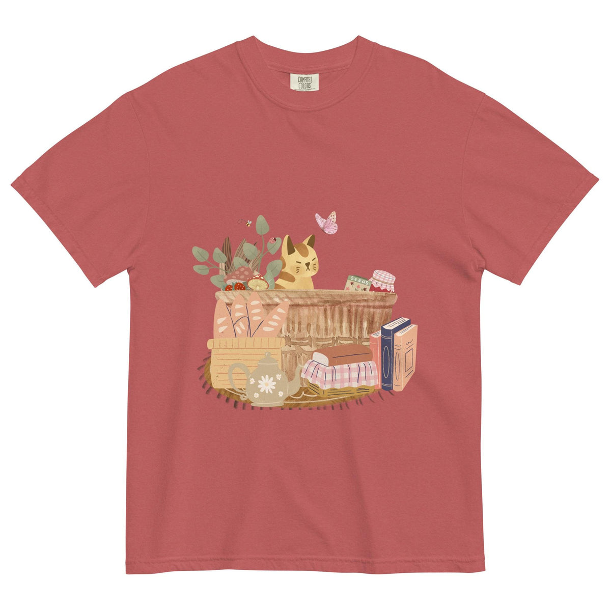 Cat in a Basket Tee | Cute Cottagecore T-Shirt | Adorable Farmhouse Cat Design | Comfort Colors
