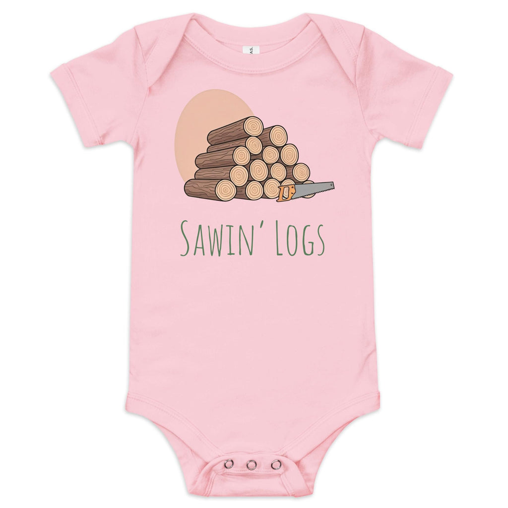 Sawin' Logs Baby Short Sleeve Bodysuit | Nature Lovers Outfit | Adorable Baby Clothes for Outdoor Adventures