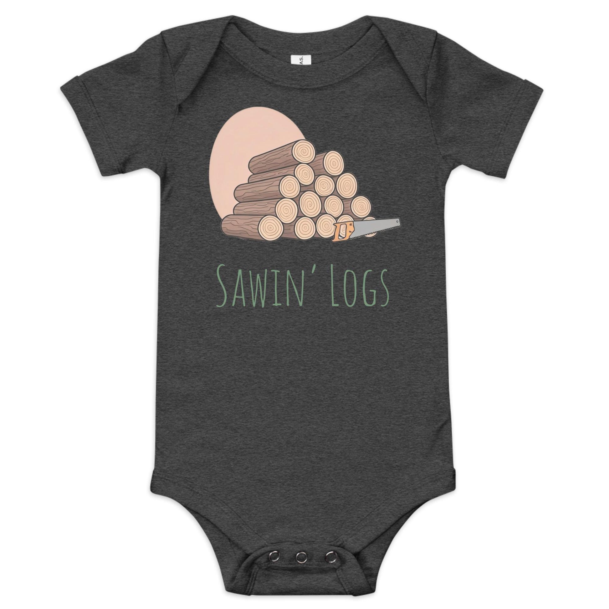 Sawin' Logs Baby Short Sleeve Bodysuit | Nature Lovers Outfit | Adorable Baby Clothes for Outdoor Adventures
