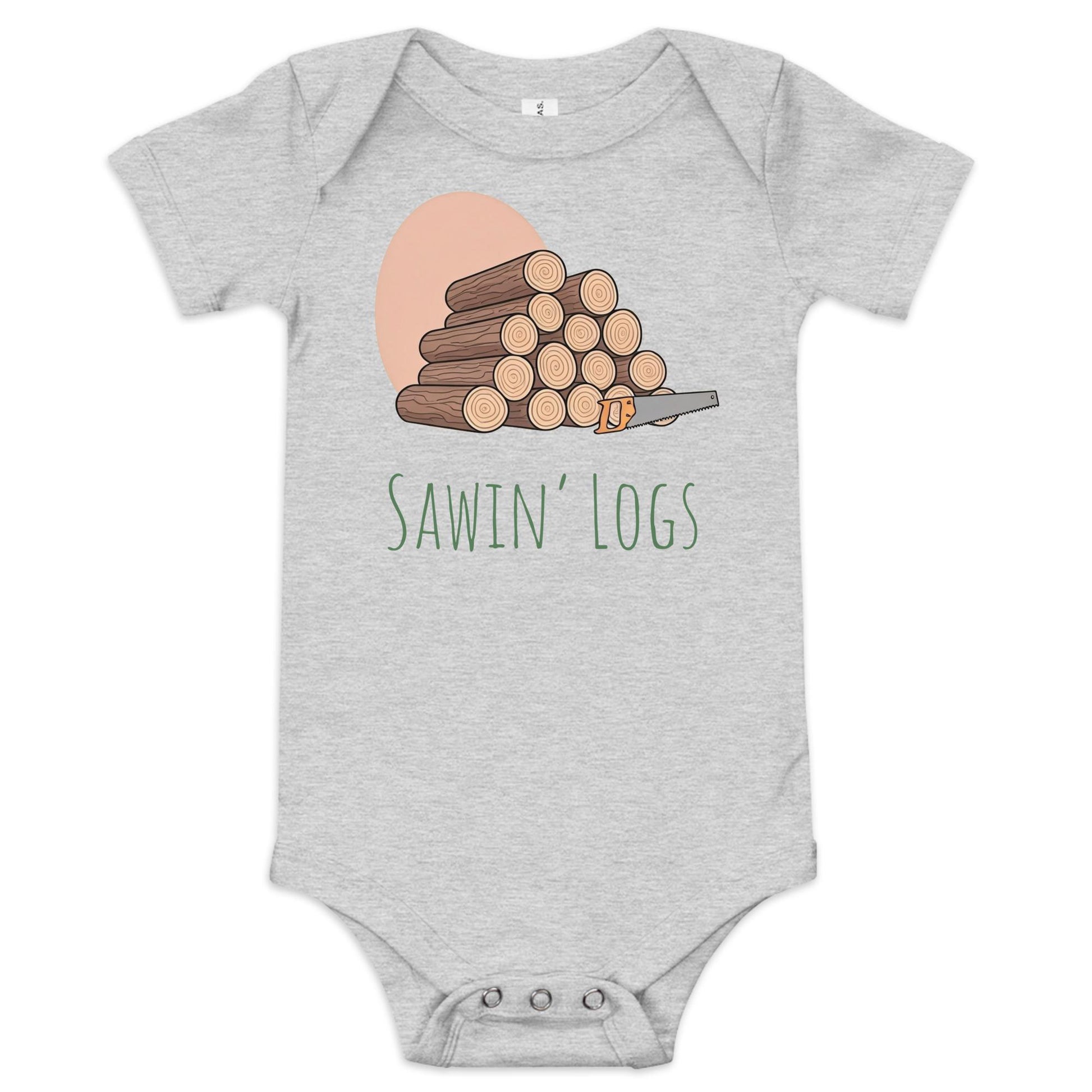 Sawin' Logs Baby Short Sleeve Bodysuit | Nature Lovers Outfit | Adorable Baby Clothes for Outdoor Adventures