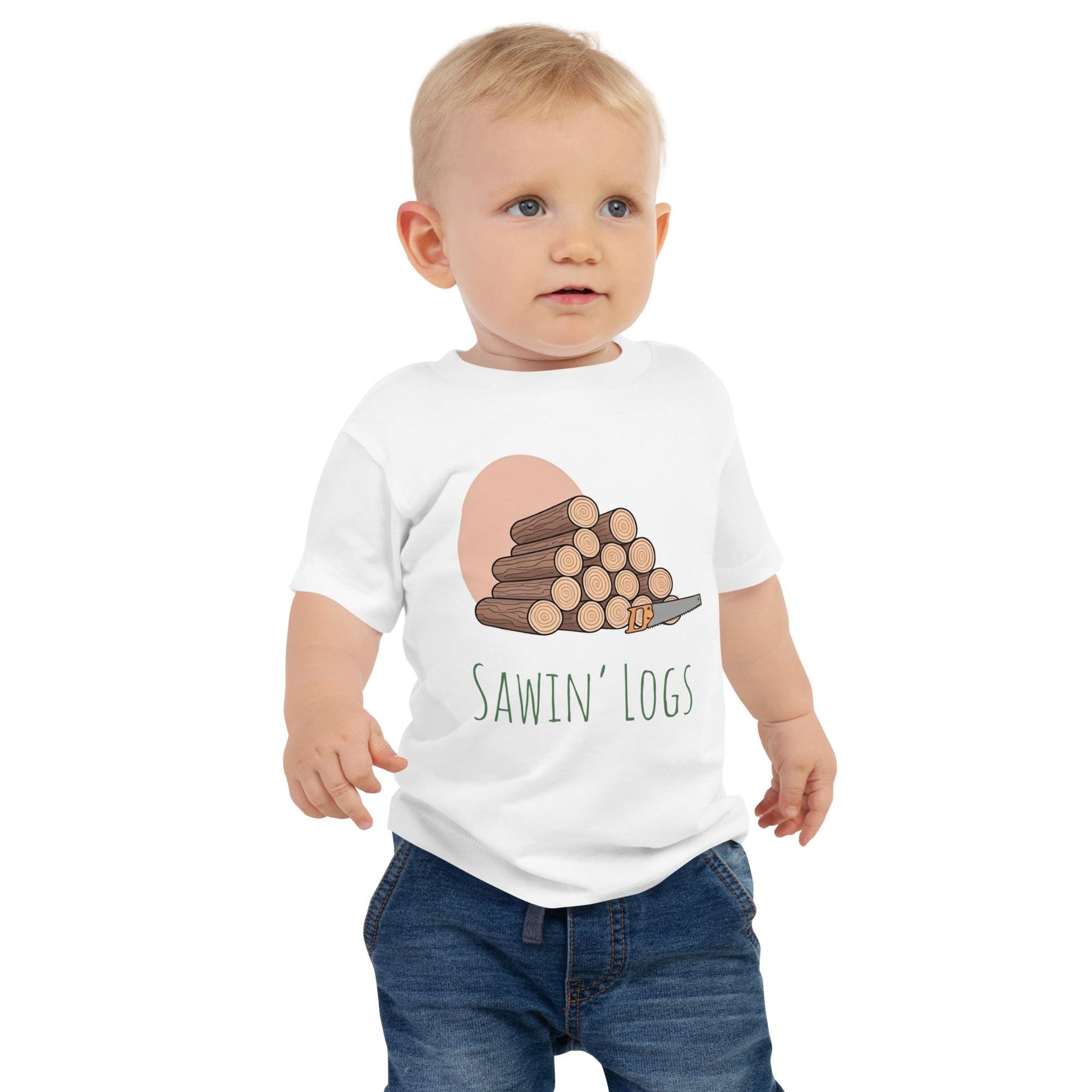 Sawin Logs Baby Short Sleeve Tee | Camping Lovers Baby Shirt & Gift for Nature Lovers | Cute Baby Tee Gift
