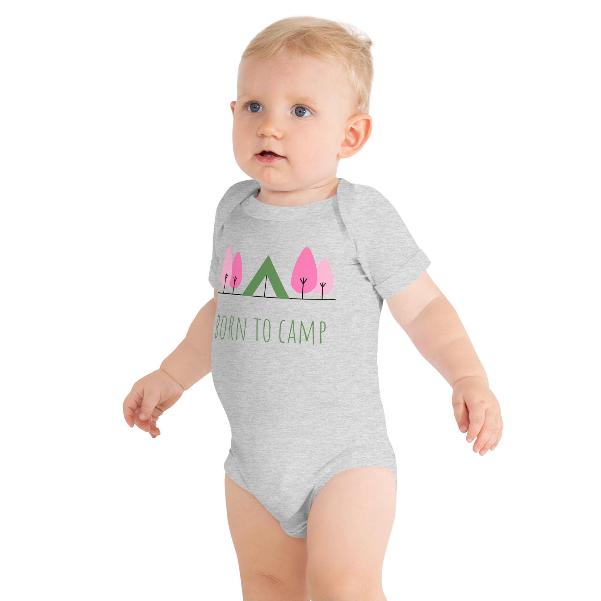 Born to Camp Onesie | Baby Short Sleeve One Piece | Cute Baby Bodysuit For Camping Lovers | Nature Baby Onesie Gift