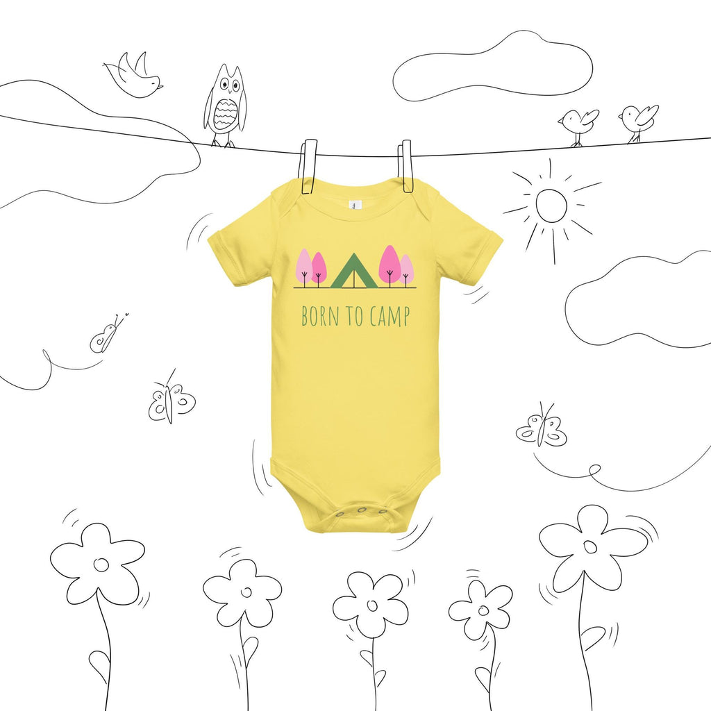 Born to Camp Onesie | Baby Short Sleeve One Piece | Cute Baby Bodysuit For Camping Lovers | Nature Baby Onesie Gift