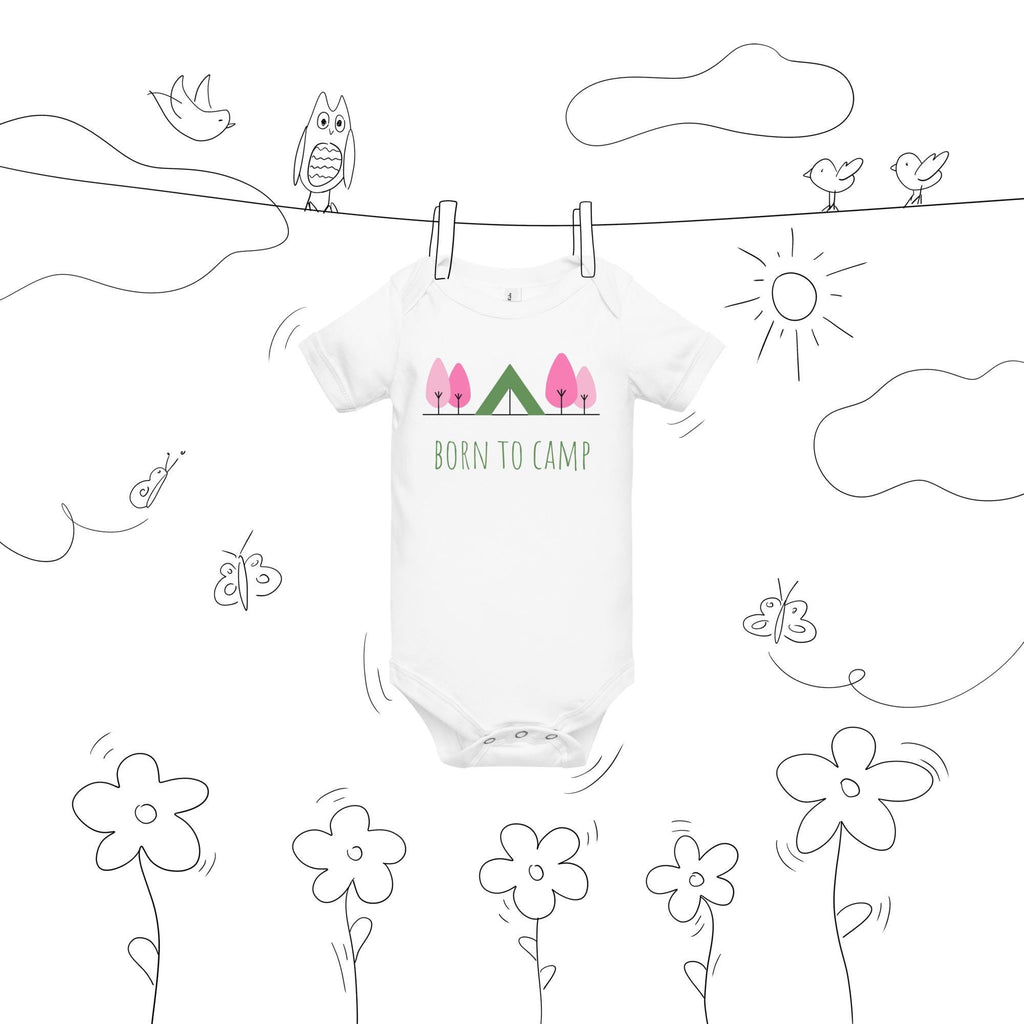 Born to Camp Onesie | Baby Short Sleeve One Piece | Cute Baby Bodysuit For Camping Lovers | Nature Baby Onesie Gift