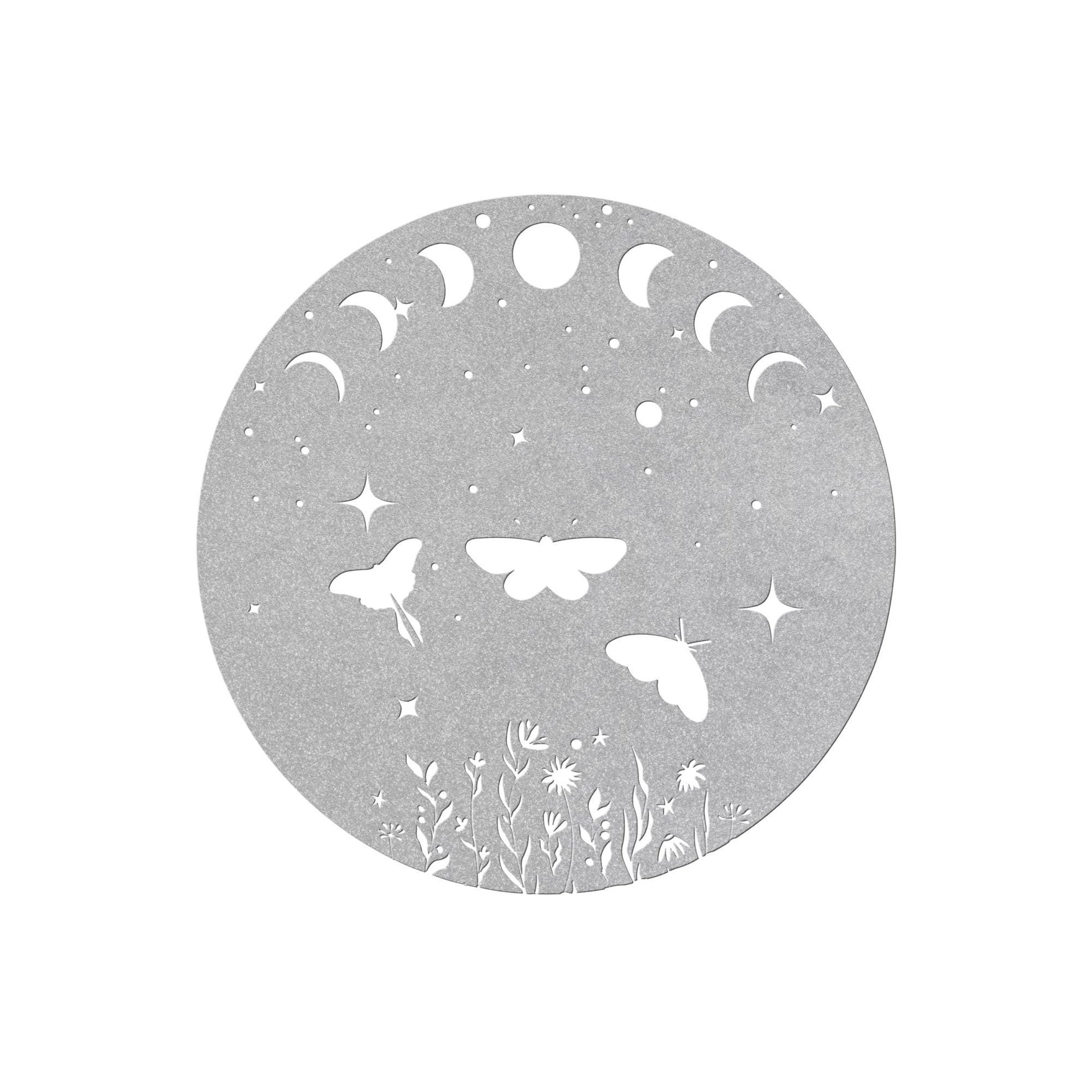 Luxury Metal Wall Art | Moon Phases & Moths Design | Premium 18 Gauge Steel | Floral and Starry Decor | Indoor and Outdoor Boho Decoration