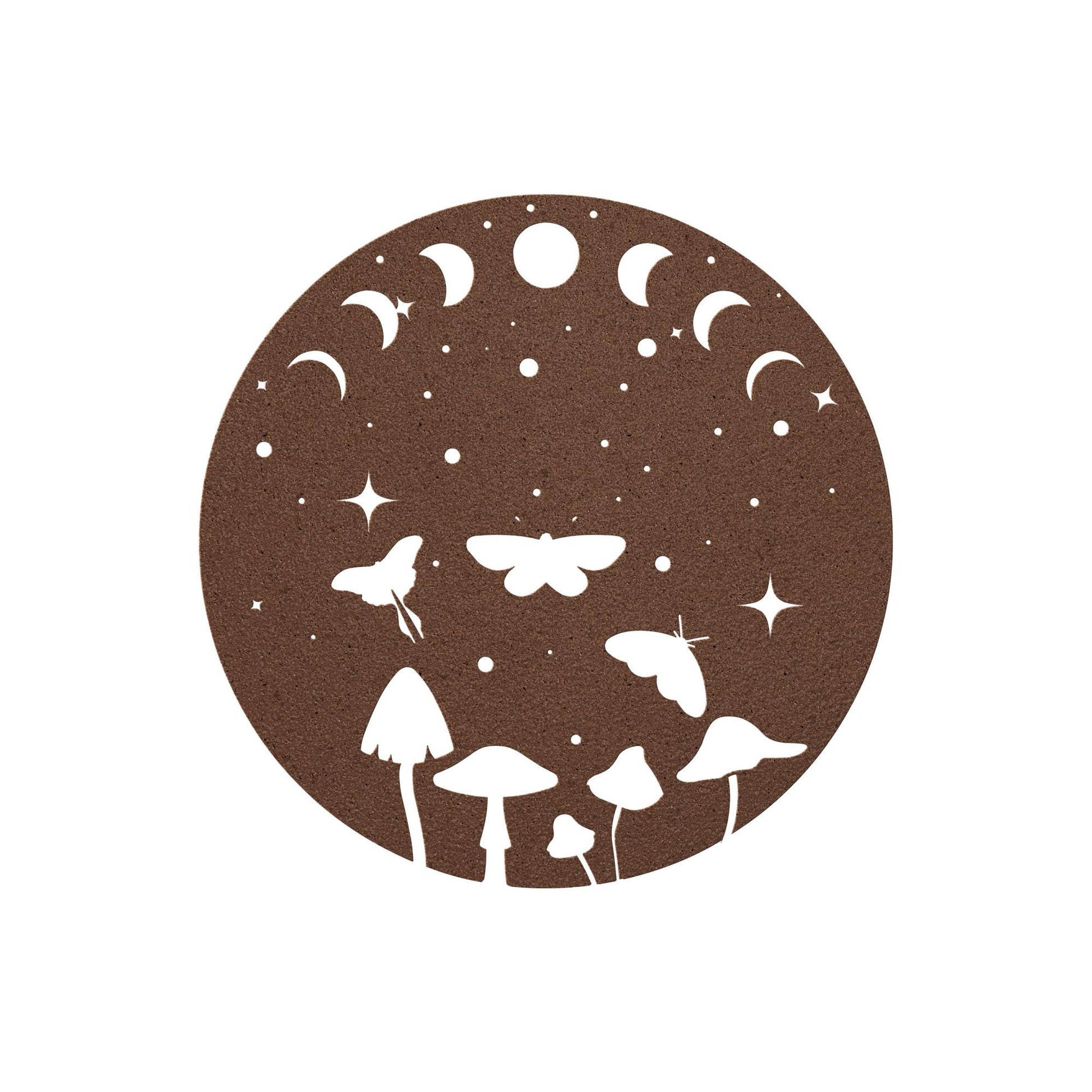 Luxury Metal Wall Art | Moon Phases and Moths with Mushrooms | Premium 18 Gauge Steel | Boho Floral and Starry Decor | Indoor & Outdoor