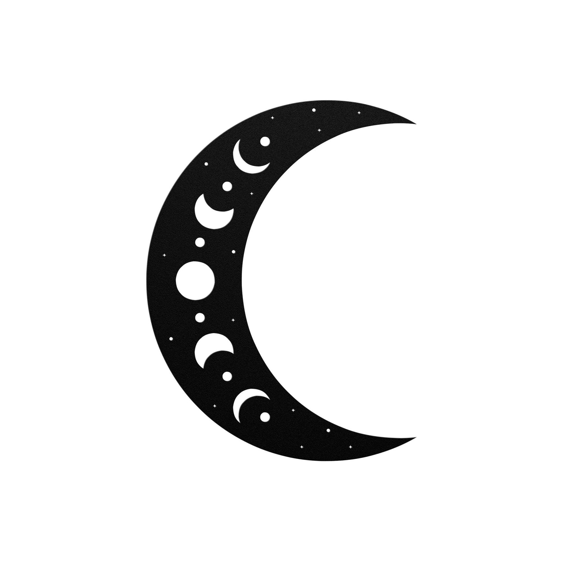 Luxury Crescent Moon Metal Wall Art | Moon Phases and Stars Design | Premium 18 Gauge Steel | Boho Celestial Indoor & Outdoor Home Decor