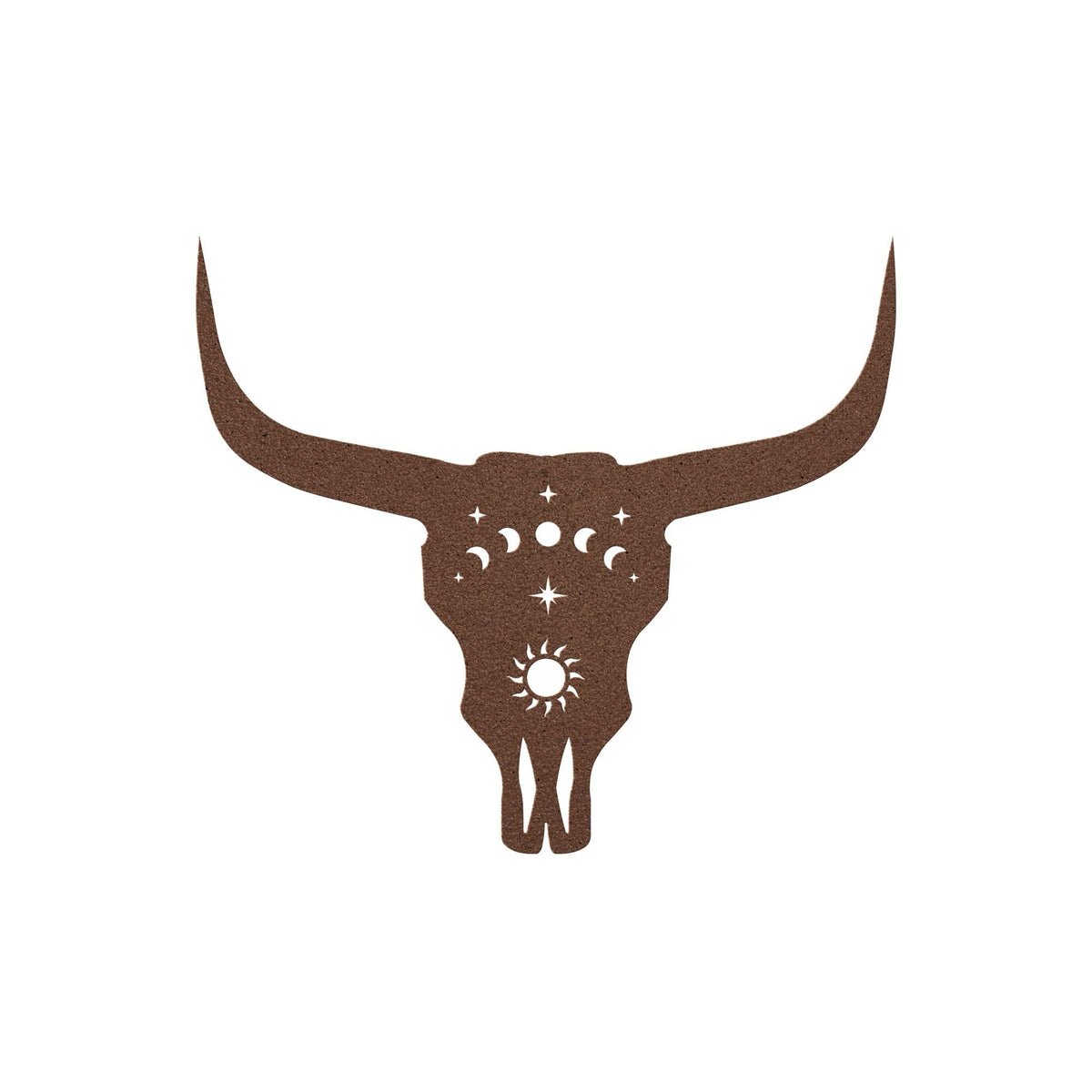 Luxury Cow Skull Metal Wall Art | Moon Phases and Sun Design | Premium 18 Gauge Steel | Rustic Indoor & Outdoor Home Decor