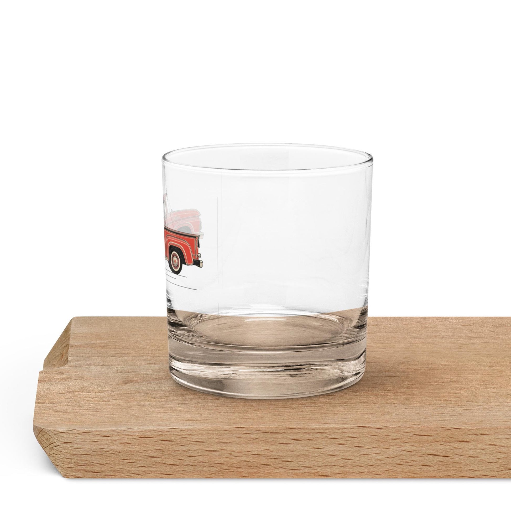 1963 Ford Truck Whisky Rocks Glass | Vintage Car Glassware | Custom Red Pickup Truck Design | Premium Barware | Gift for Car Enthusiasts