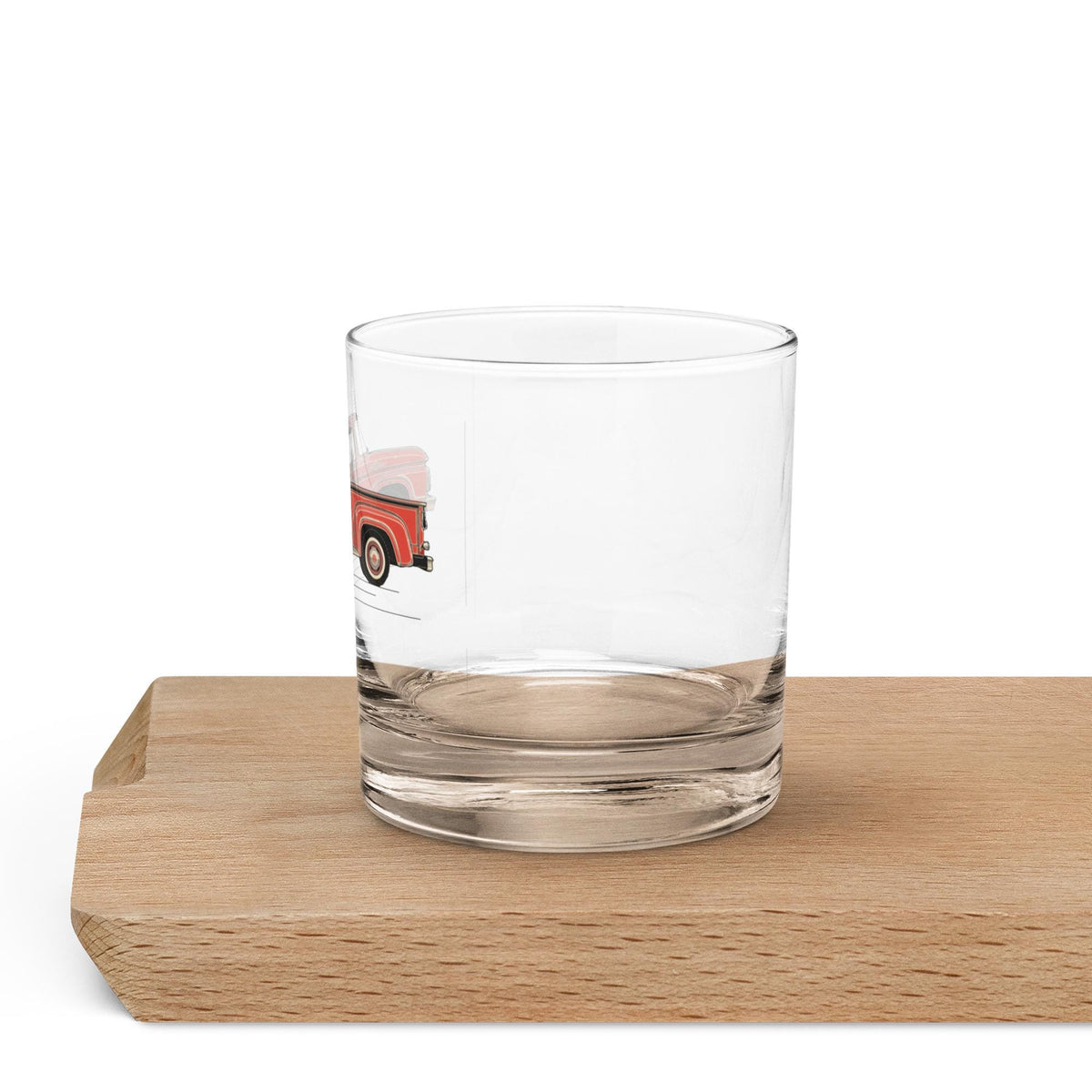 1963 Ford Truck Whisky Rocks Glass | Vintage Car Glassware | Custom Red Pickup Truck Design | Premium Barware | Gift for Car Enthusiasts