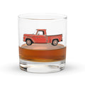1963 Ford Truck Whisky Rocks Glass | Vintage Car Glassware | Custom Red Pickup Truck Design | Premium Barware | Gift for Car Enthusiasts