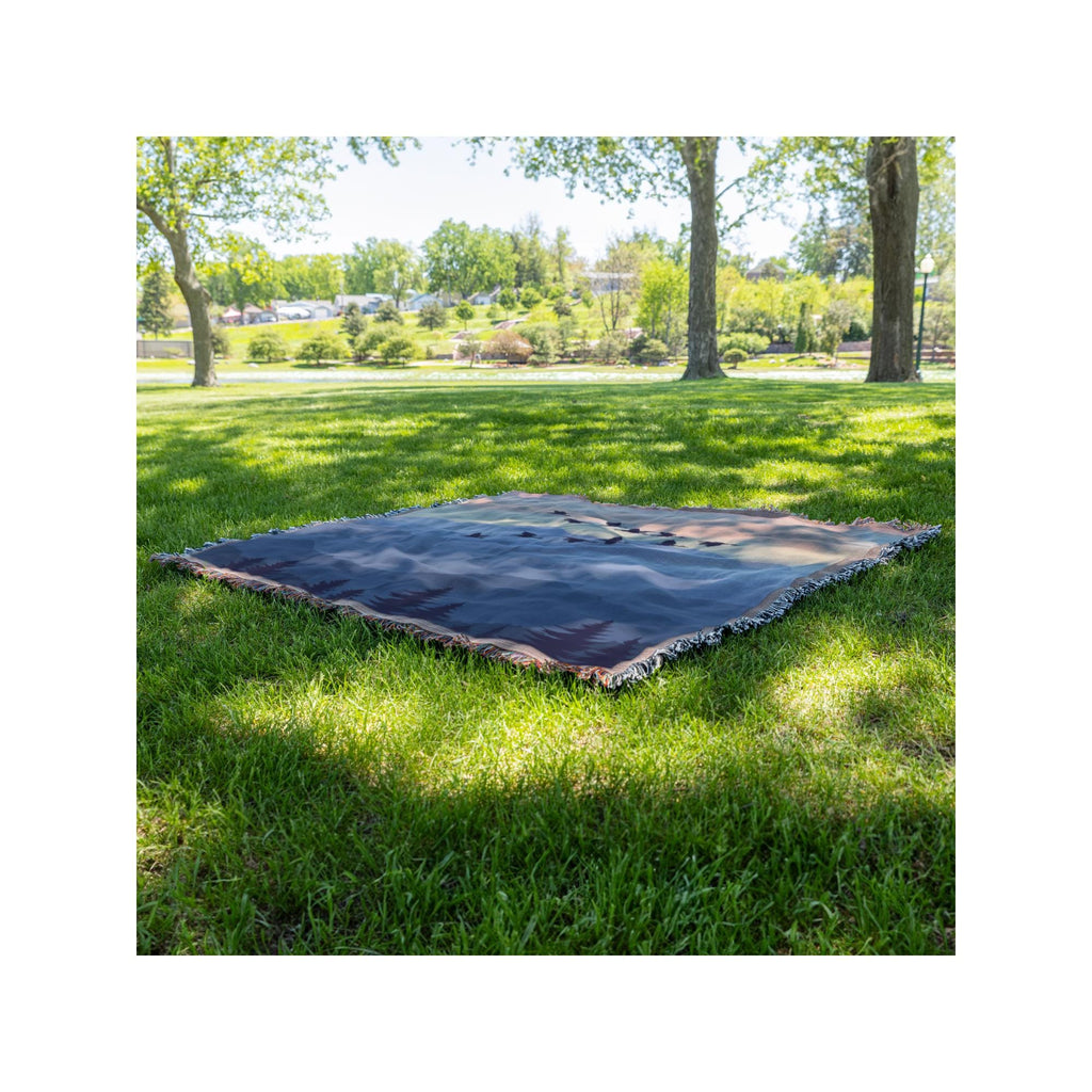 Blue Mountains Woven Blanket | Scenic Nature Throw | Duck Lovers Gift | Rustic Home Decor | Premium Cozy Blanket for Outdoor Lovers