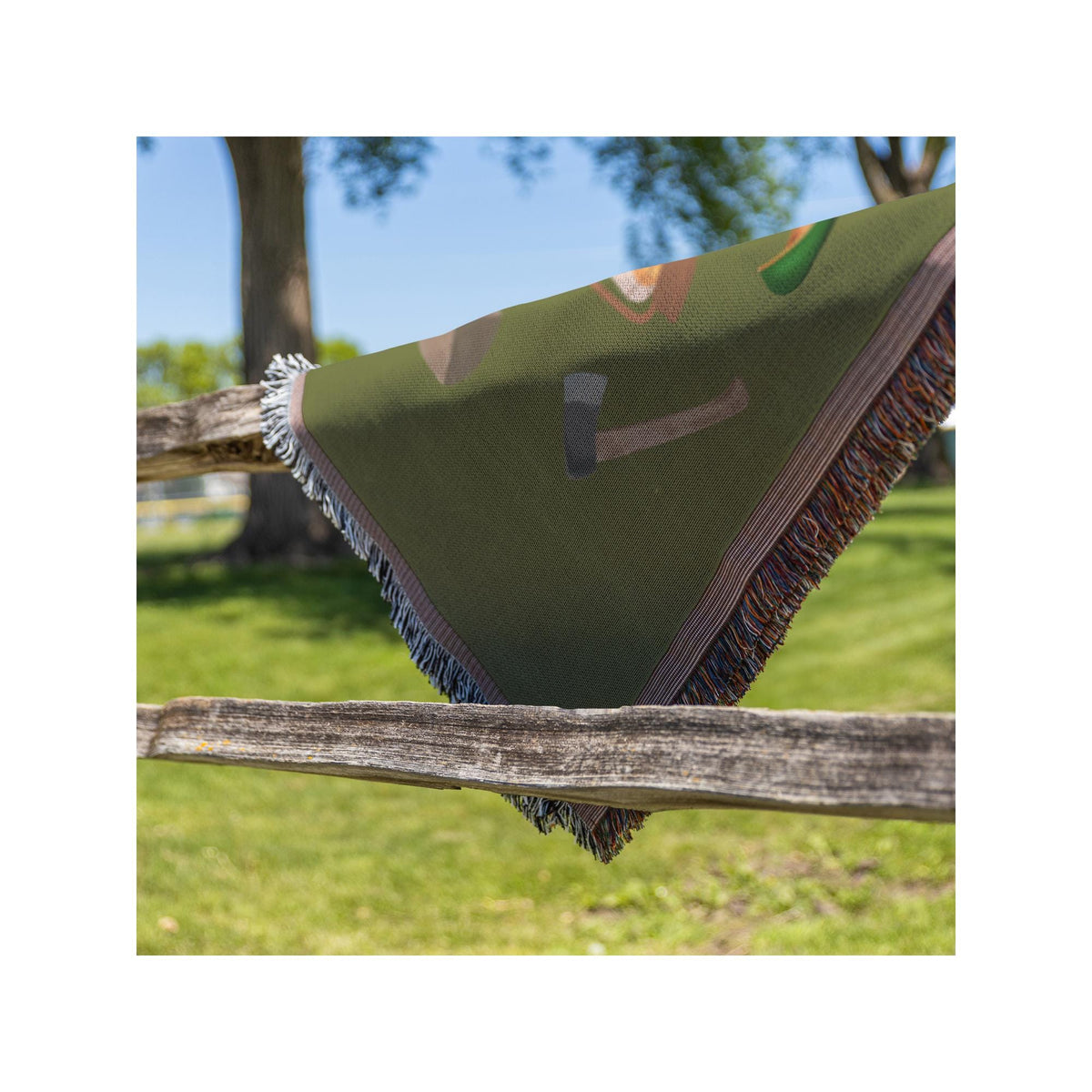 Whimsical Cabincore Woven Blanket | Cute Cozy Cabin Throw | Playful Rustic Cabin Decor