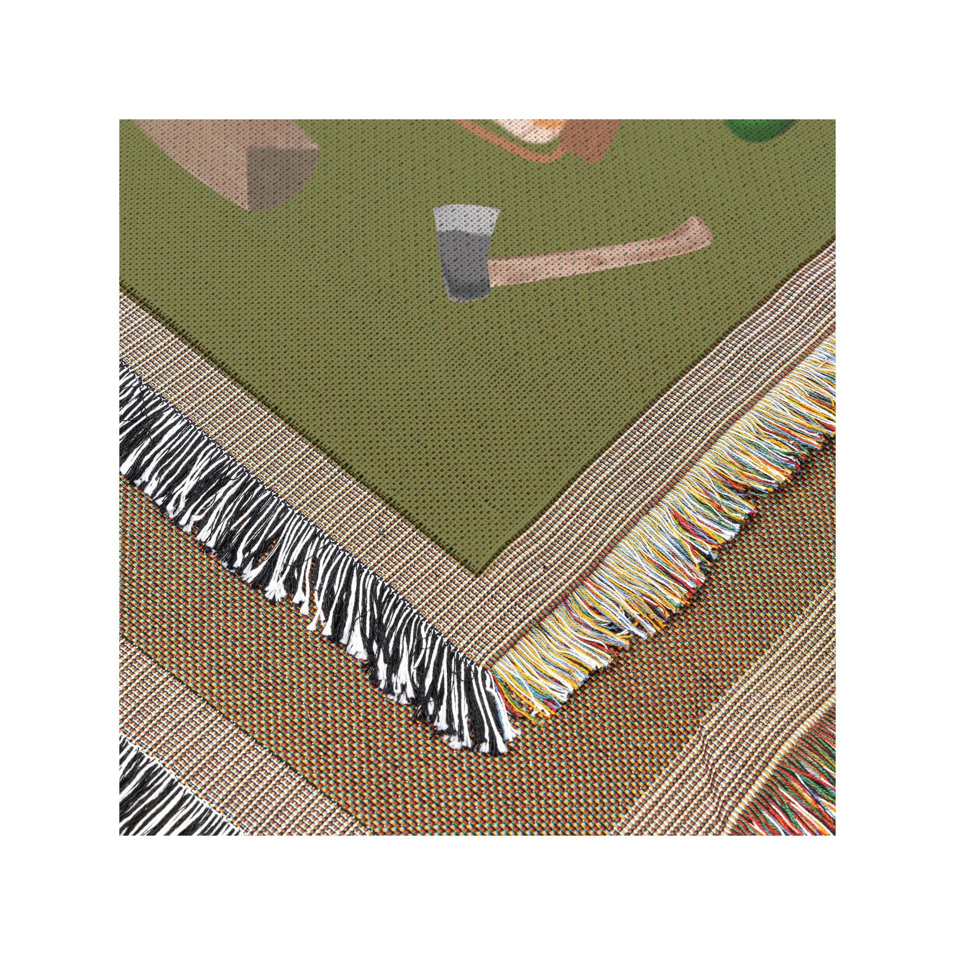 Whimsical Cabincore Woven Blanket | Cute Cozy Cabin Throw | Playful Rustic Cabin Decor