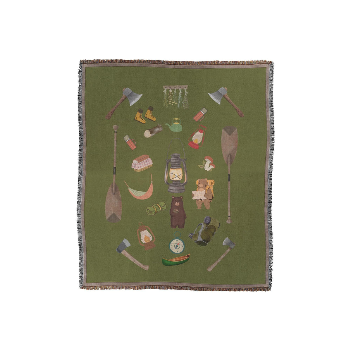 Whimsical Cabincore Woven Blanket | Cute Cozy Cabin Throw | Playful Rustic Cabin Decor
