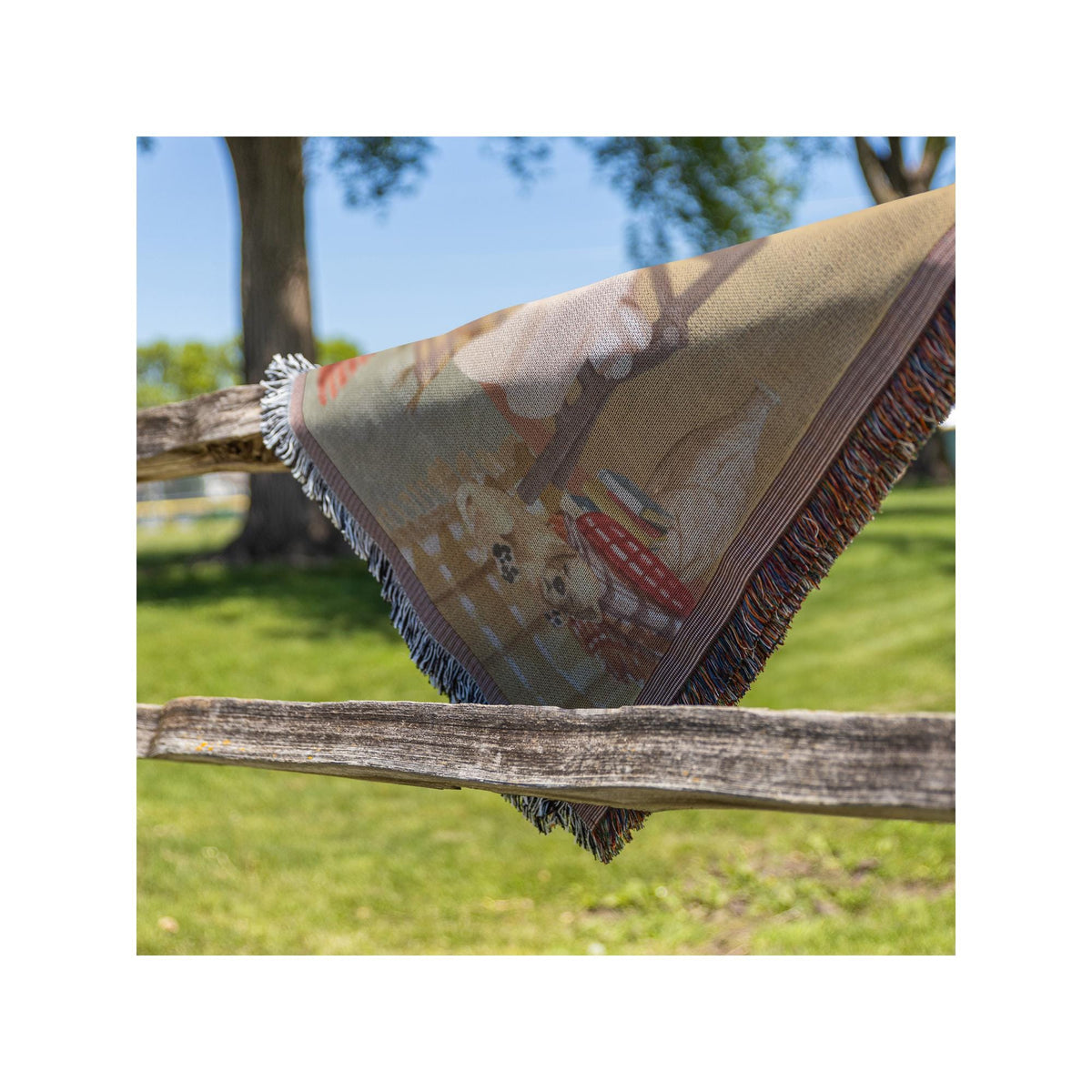 Cabincore Woven Blanket | Cozy Cottage Fireplace Scene | Rustic Cottagecore Decor Gift