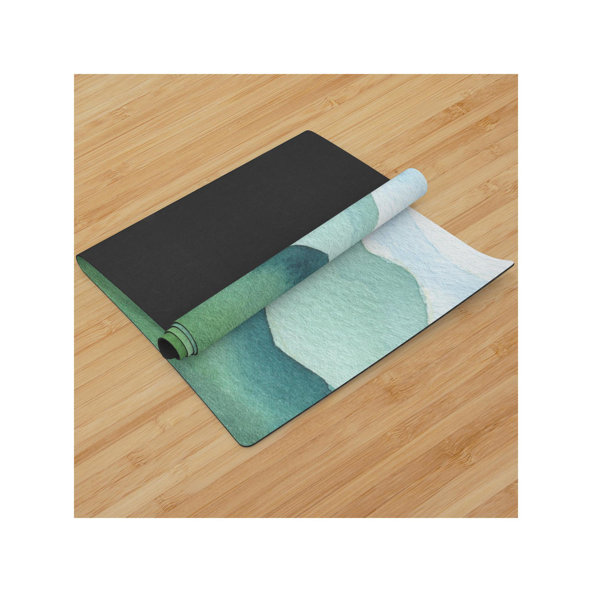 Watercolor Mountain Scene Yoga Mat | Eco-Friendly Design | Non-Slip Suede Top & Rubber Bottom | 70-Inch Mat with Carry Strap