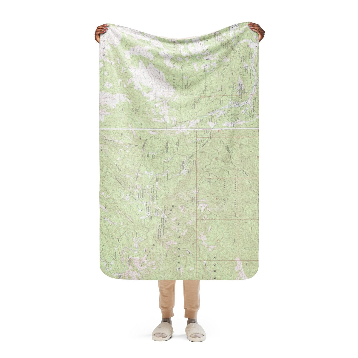 Mount Lemmon Topographical Map Sherpa Blanket | Cozy Throw Featuring Santa Catalina Ranger District | Tucson AZ Gift