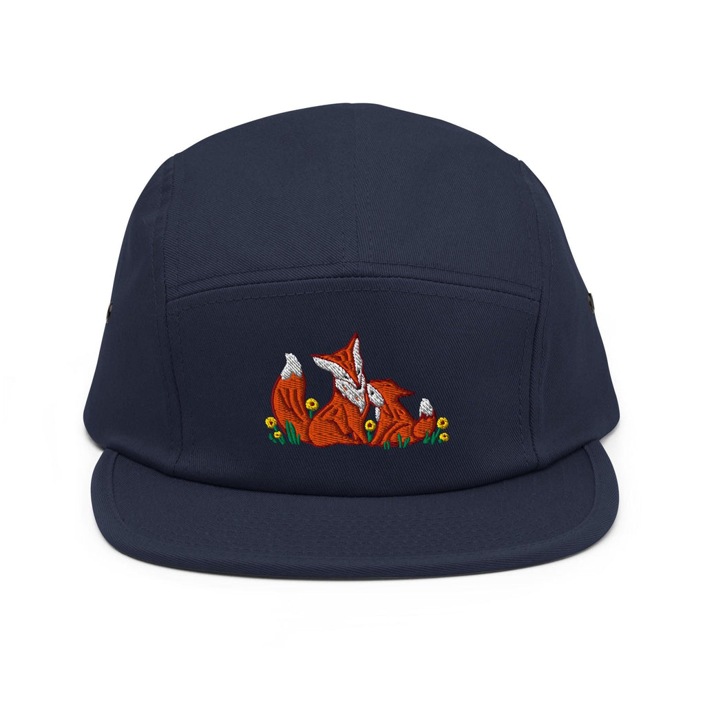 Embroidered Fox & Kit Five Panel Hat | Nature-Inspired Outdoor Cap for Nature Lovers | Camp Hat Gift
