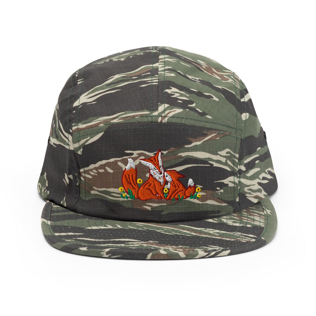 Embroidered Fox & Kit Five Panel Hat | Nature-Inspired Outdoor Cap for Nature Lovers | Camp Hat Gift