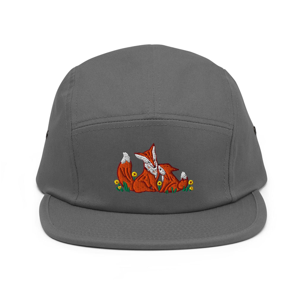 Embroidered Fox & Kit Five Panel Hat | Nature-Inspired Outdoor Cap for Nature Lovers | Camp Hat Gift