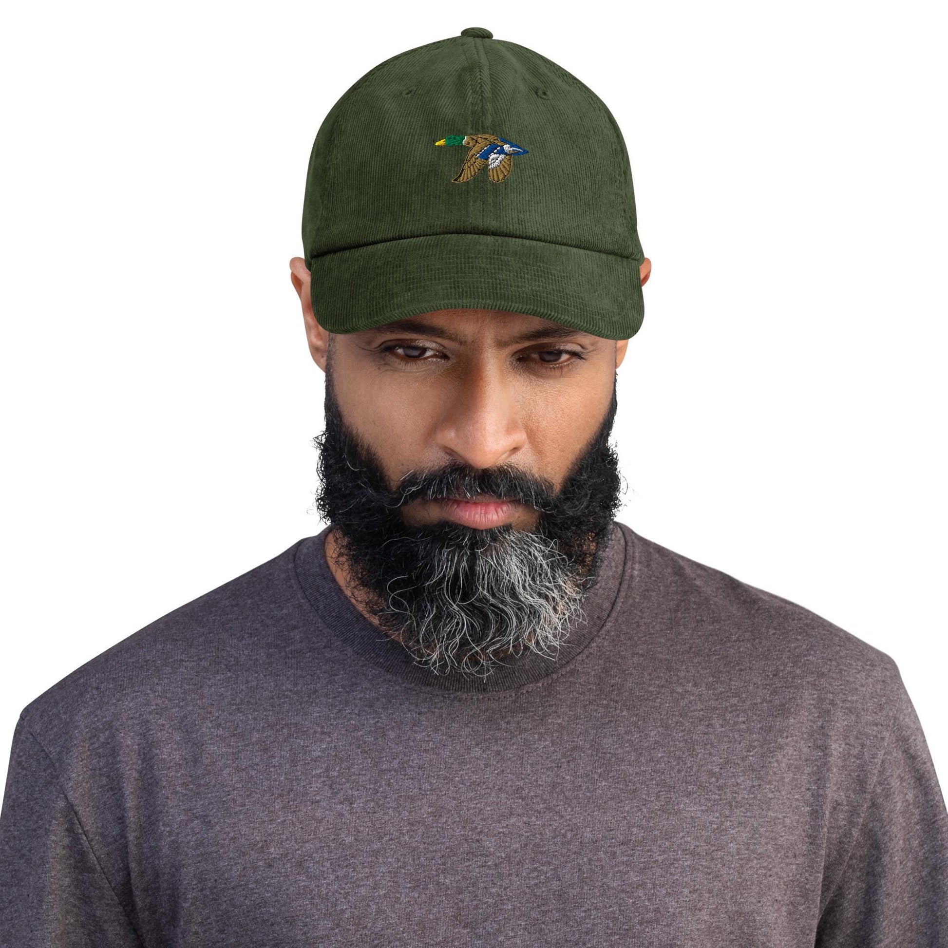 Embroidered Mallard Duck Hat | Vintage Style Corduroy Cottagecore Cap - Rustic, Unique Gift for Nature Lovers
