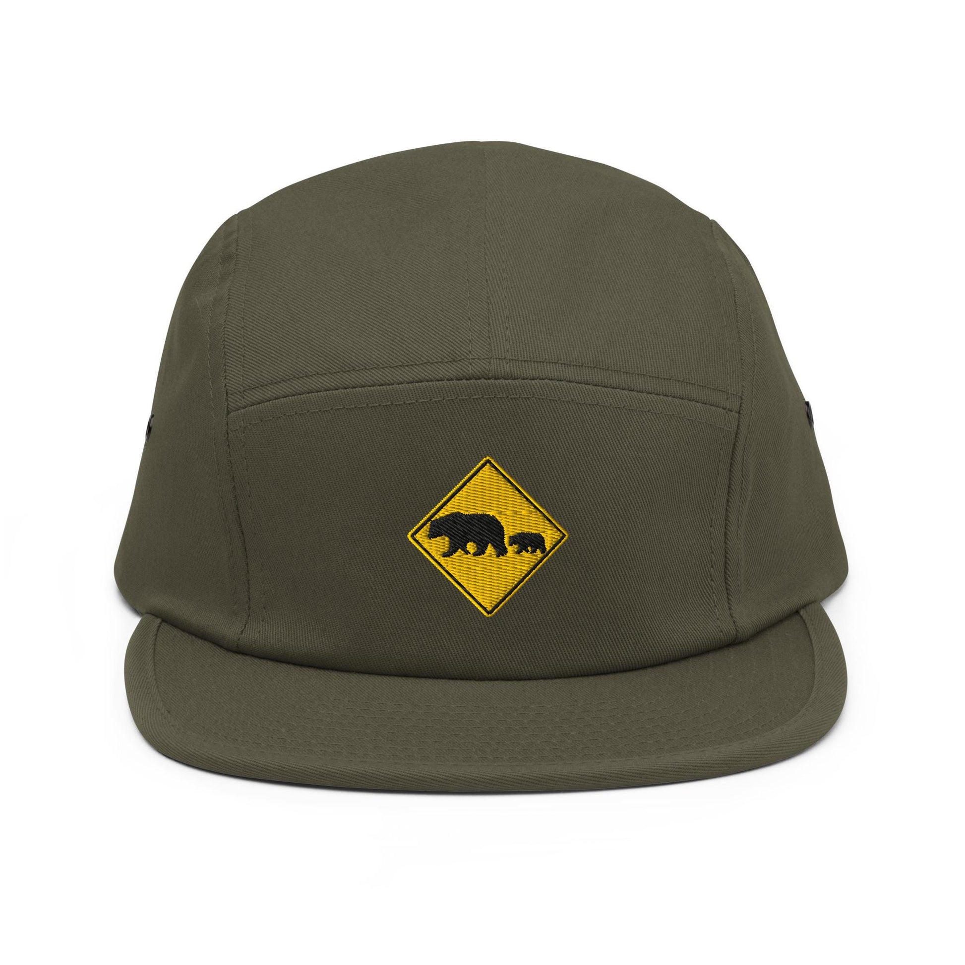Bear Crossing Five Panel Cap | Nature Sign Hat for Camping, Outdoor Adventure & Wildlife Lovers