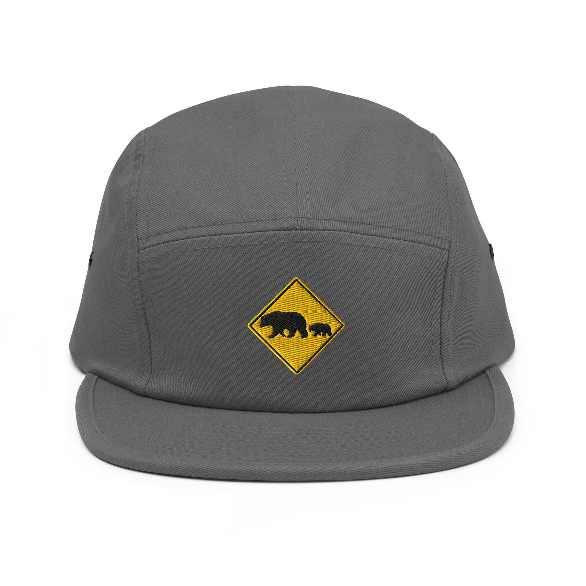 Bear Crossing Five Panel Cap | Nature Sign Hat for Camping, Outdoor Adventure & Wildlife Lovers