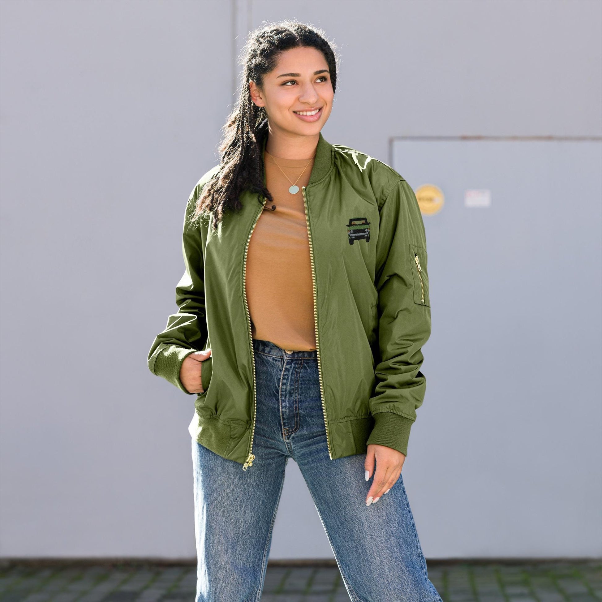 Bomber Jacket | Embroidered Range Rover Classic | Premium Recycled Land Rover Jacket | Stylish & Eco-Friendly Outerwear