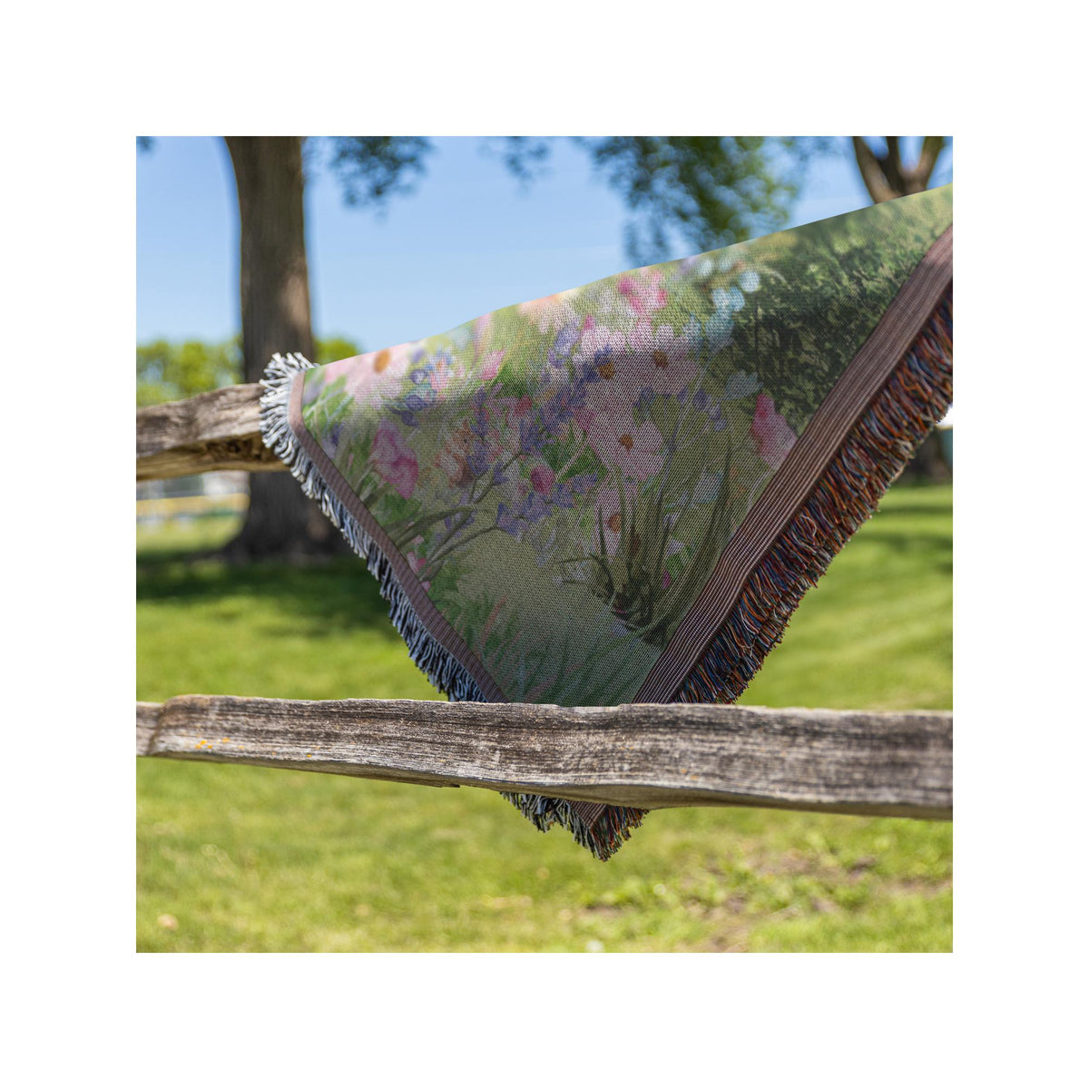 Watercolor Dolphin Camper Blanket | Vintage Camper Truck with Wildflowers | Boho Travel Blanket | Retro RV Decor | Nature-Inspired Throw