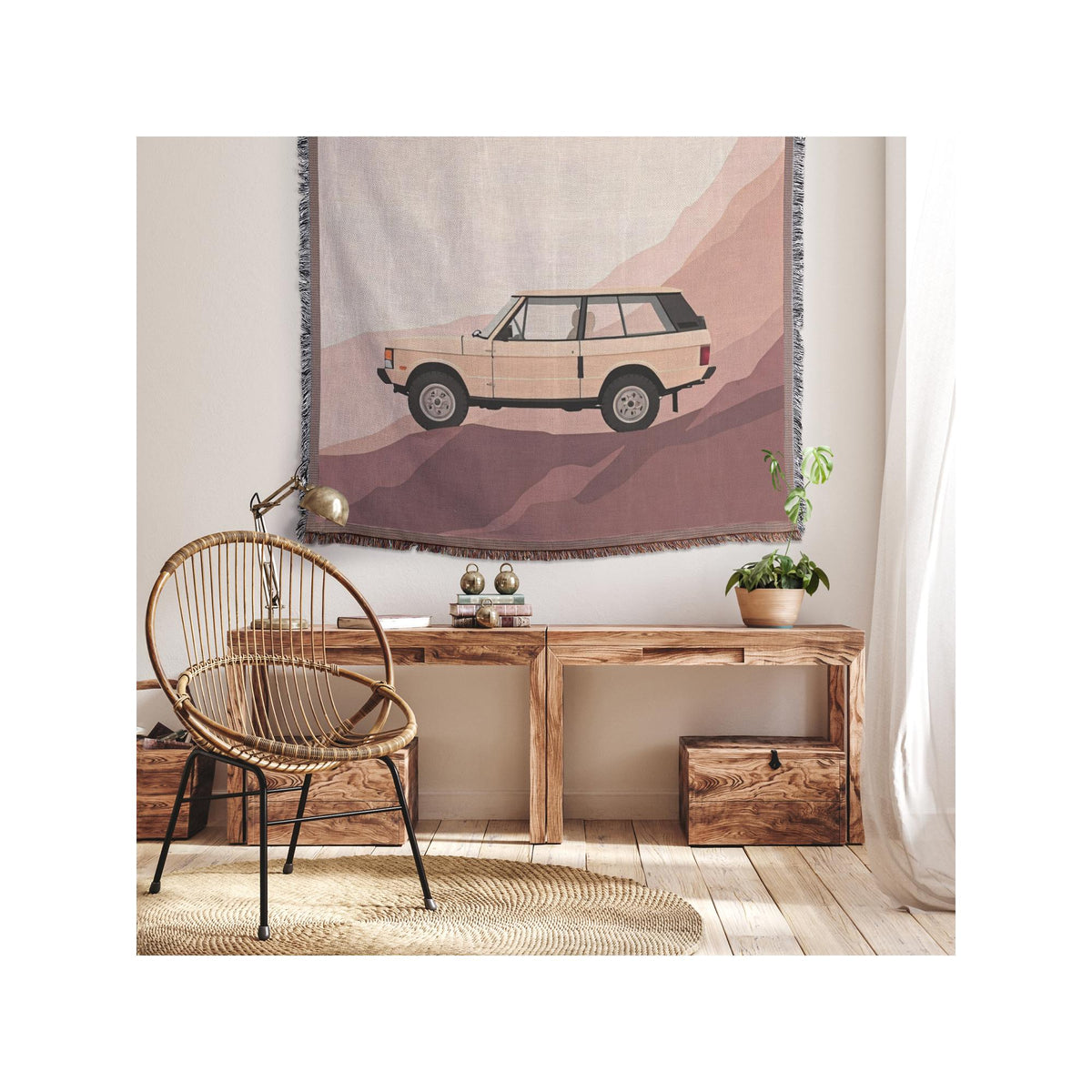 Range Rover Classic Blanket | Woven Throw Blanket for Land Rover Lovers | Cozy Home Decor & Gift Idea