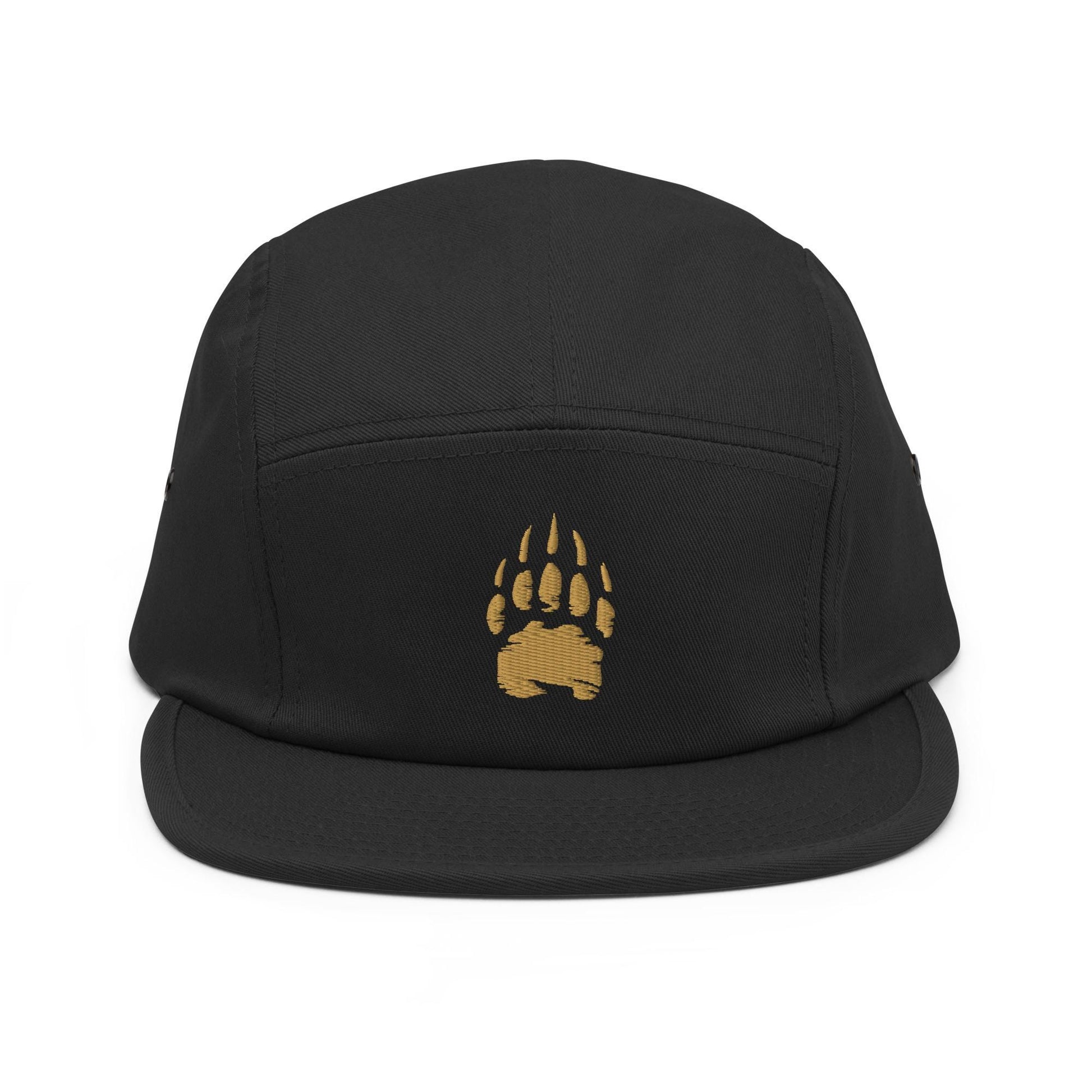 Bear Track Five Panel Hat | Camp Style Hat | Embroidered Bear Paw Cap | Outdoor Adventure Hat | Hiking Gift
