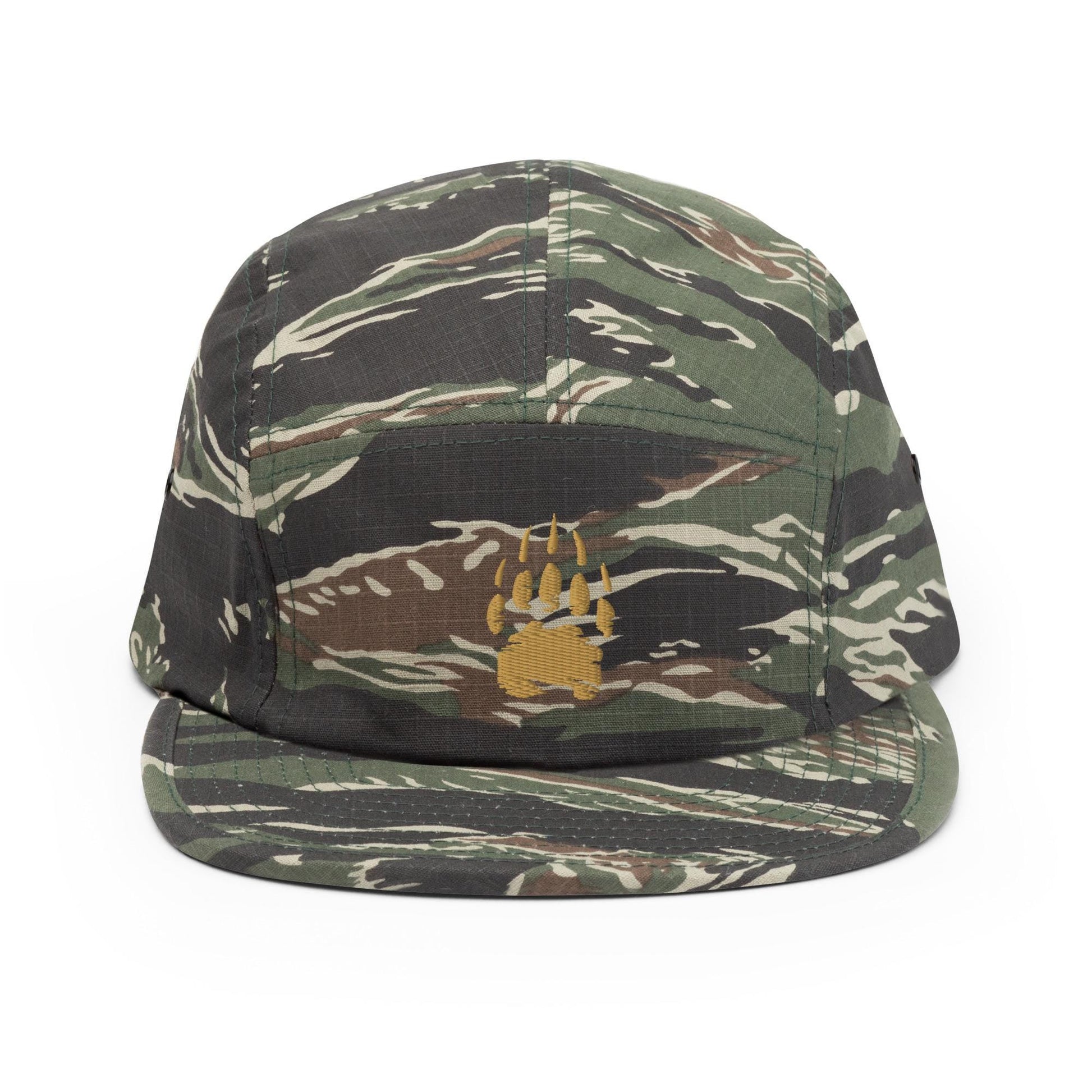 Bear Track Five Panel Hat | Camp Style Hat | Embroidered Bear Paw Cap | Outdoor Adventure Hat | Hiking Gift