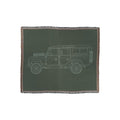 Defender Woven Throw Blanket | Adventure-Inspired Design in Green | Perfect Gift for Off-Road Enthusiasts