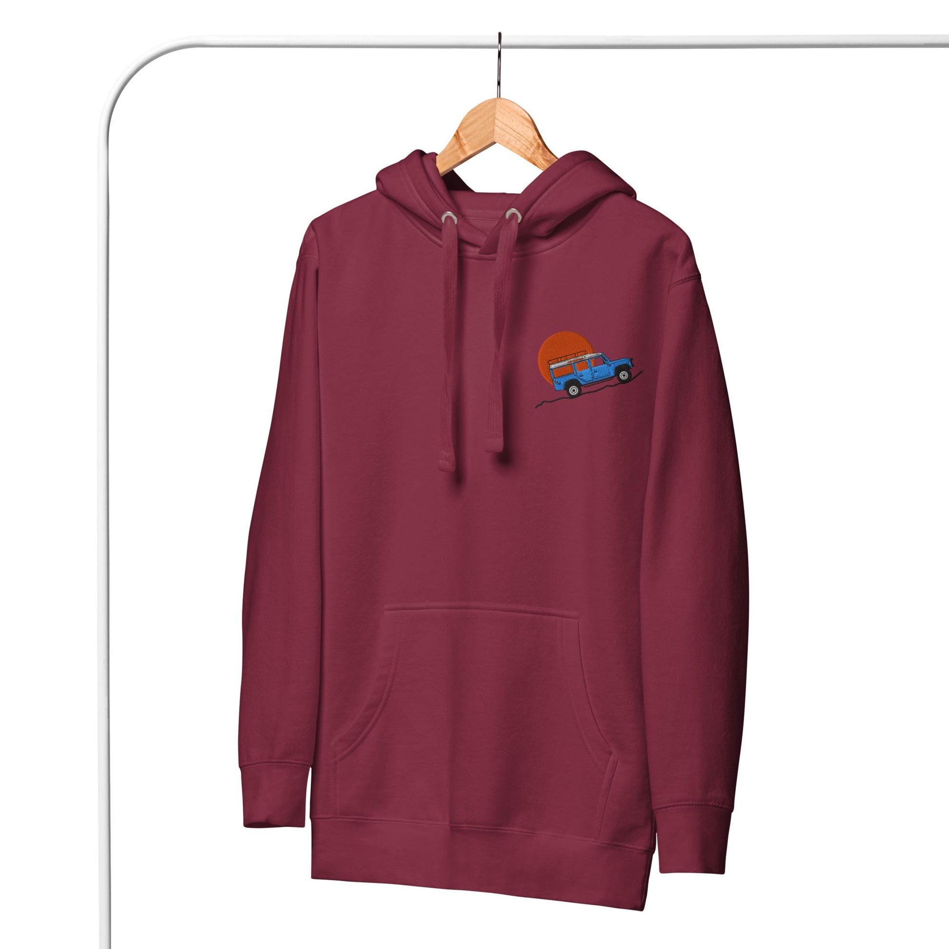Embroidered Land Rover Defender Hoodie | Custom Car Sweatshirt, Off-Road Adventure Apparel | Defender Lovers Gear | Land Rover Lovers Gift