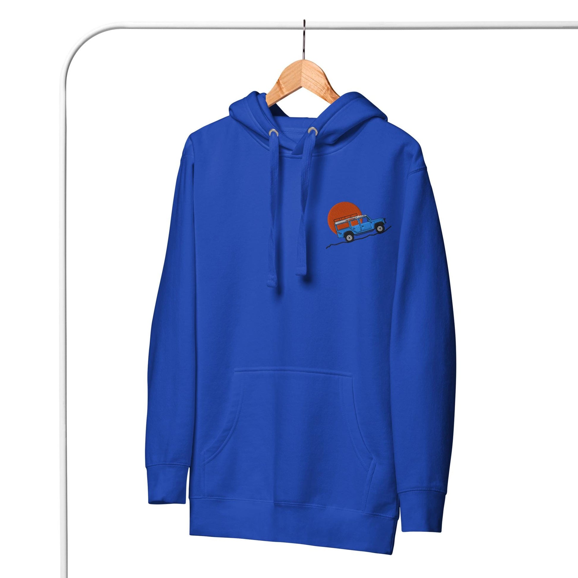 Embroidered Land Rover Defender Hoodie | Custom Car Sweatshirt, Off-Road Adventure Apparel | Defender Lovers Gear | Land Rover Lovers Gift