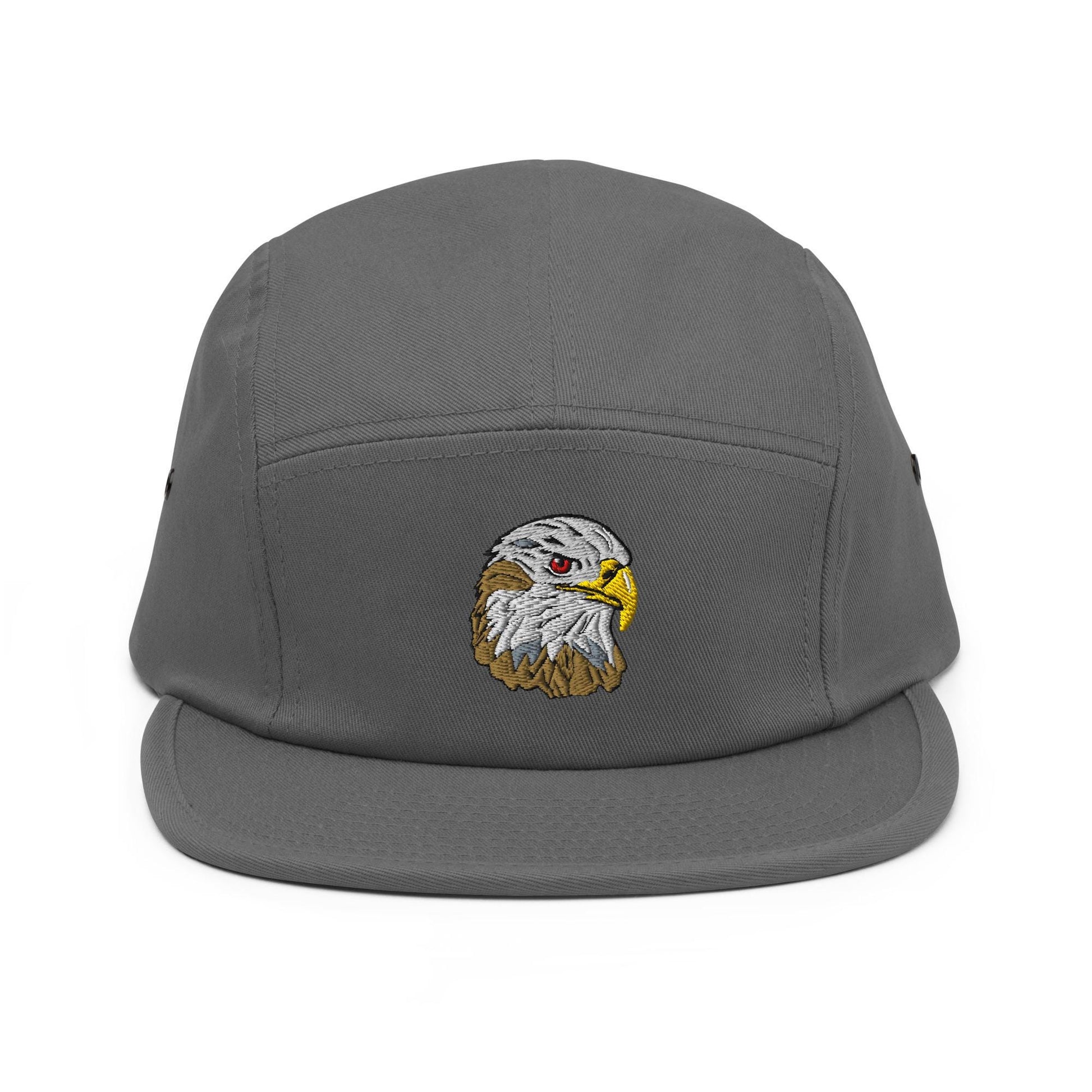 Embroidered Eagle Five Panel Hat | Wildlife Design Camp Hat | Gift for Bird Lovers | Americana Nature Design