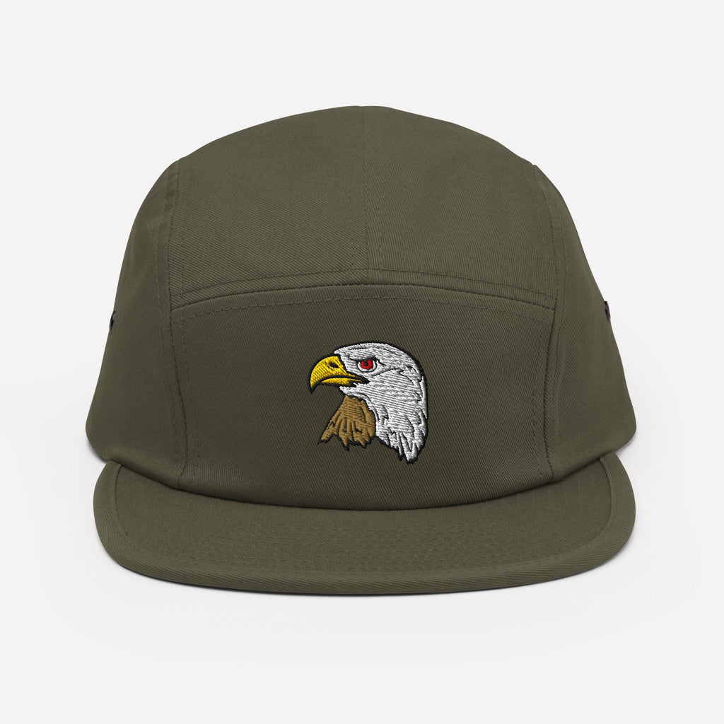 Bald Eagle Embroidered Five Panel Cap | Stylish Camp Style Hat | Wildlife Apparel Gift for Nature Lovers | Animal Embroidered Hat
