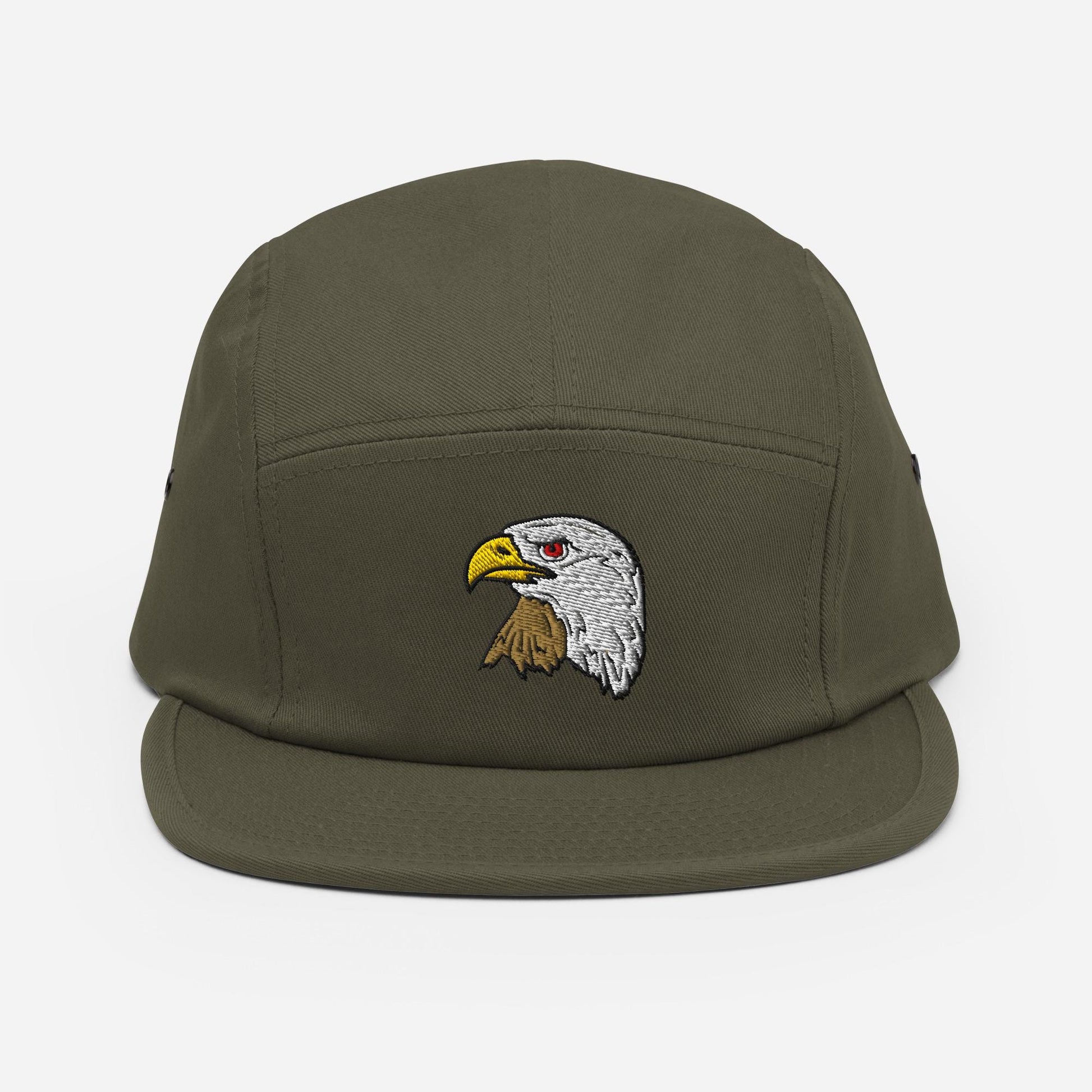 Bald Eagle Embroidered Five Panel Cap | Stylish Camp Style Hat | Wildlife Apparel Gift for Nature Lovers | Animal Embroidered Hat
