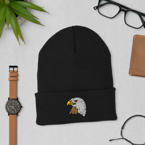Bald Eagle Cuffed Embroidered Beanie | Cozy Winter Hat | USA Wildlife Apparel | Perfect Gift for Nature Lovers & Outdoor Enthusiasts