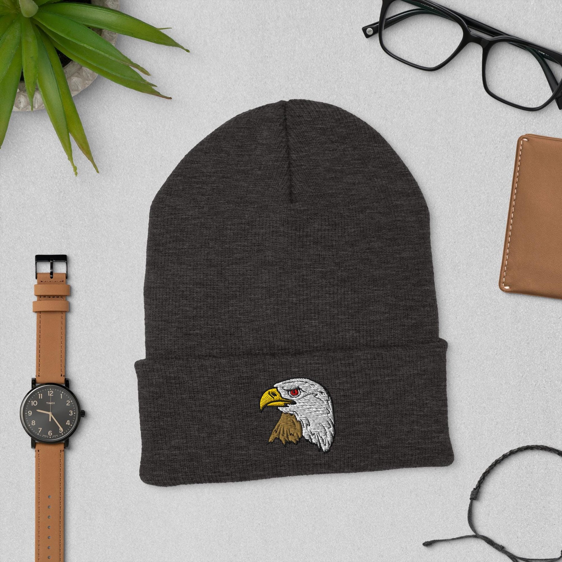 Bald Eagle Cuffed Embroidered Beanie | Cozy Winter Hat | USA Wildlife Apparel | Perfect Gift for Nature Lovers & Outdoor Enthusiasts