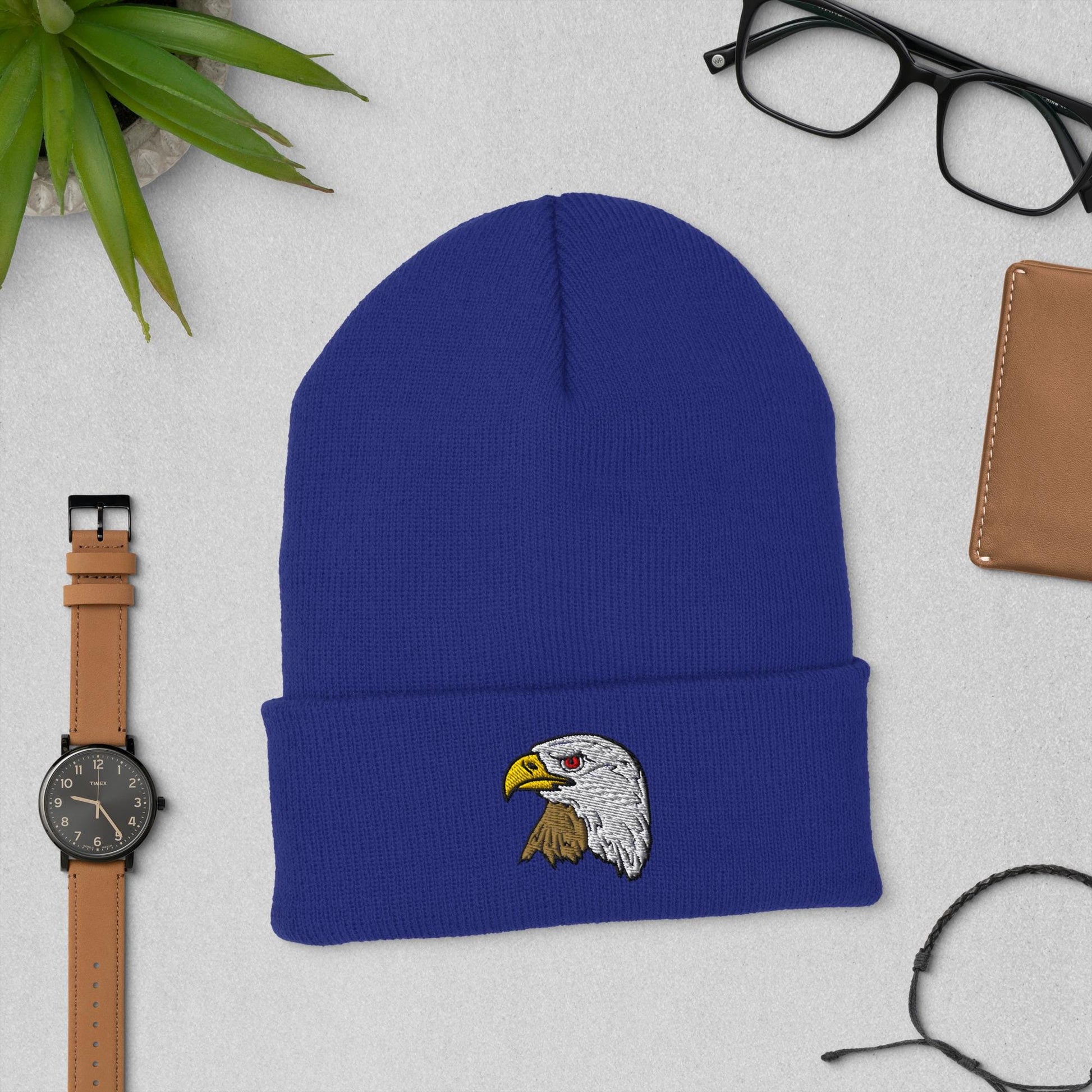 Bald Eagle Cuffed Embroidered Beanie | Cozy Winter Hat | USA Wildlife Apparel | Perfect Gift for Nature Lovers & Outdoor Enthusiasts