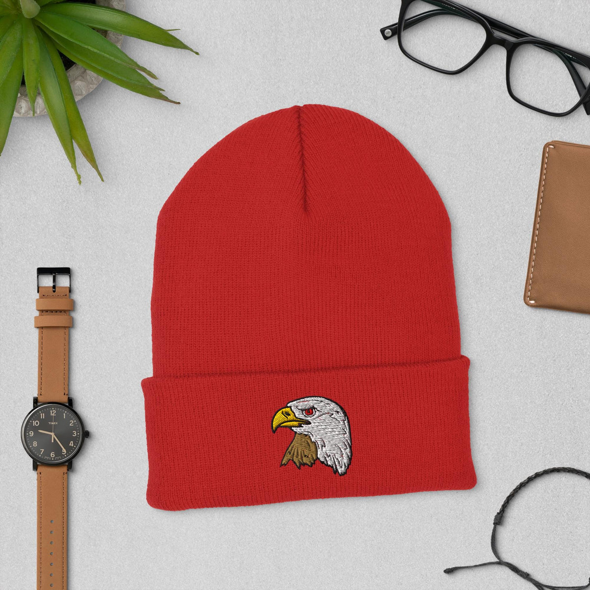 Bald Eagle Cuffed Embroidered Beanie | Cozy Winter Hat | USA Wildlife Apparel | Perfect Gift for Nature Lovers & Outdoor Enthusiasts
