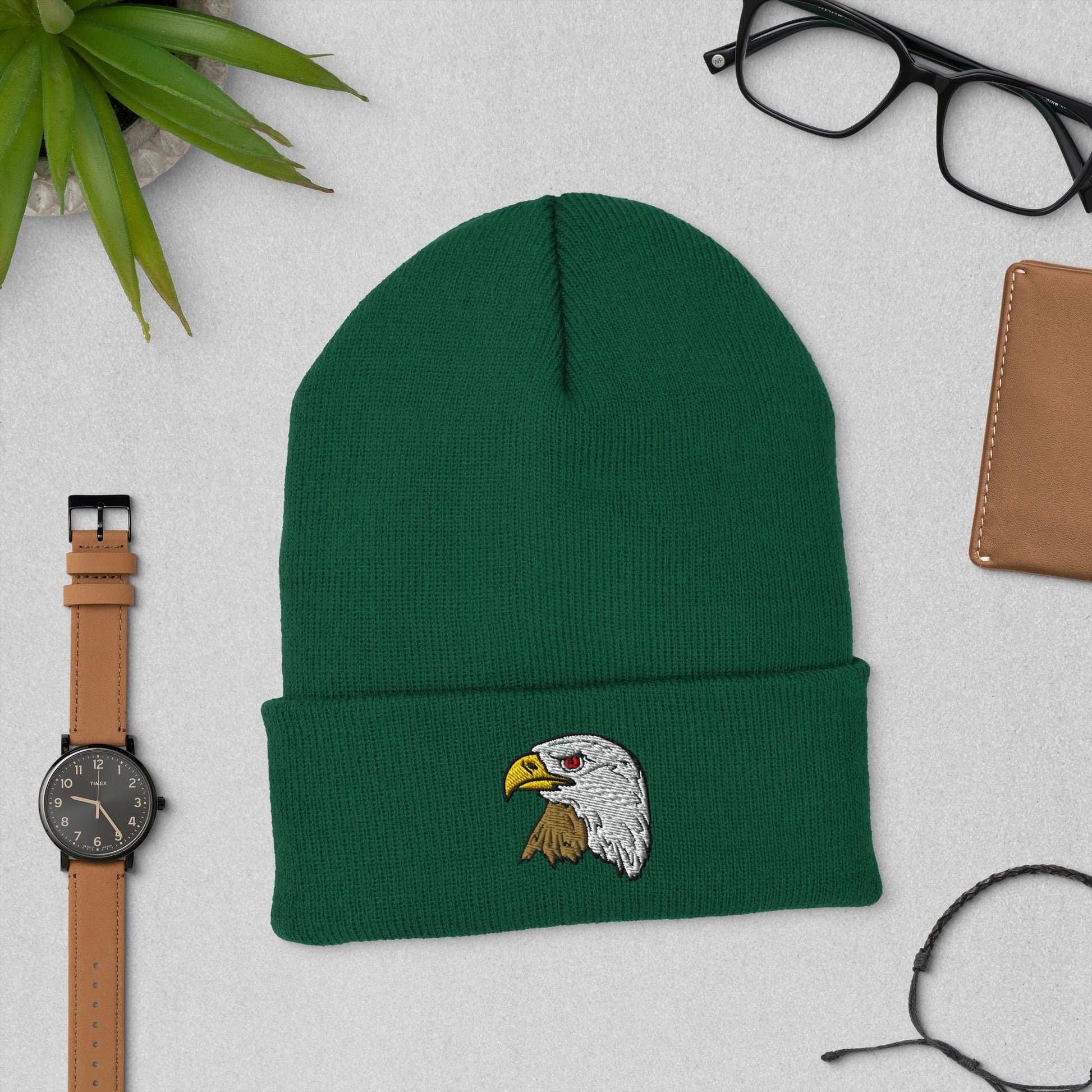 Bald Eagle Cuffed Embroidered Beanie | Cozy Winter Hat | USA Wildlife Apparel | Perfect Gift for Nature Lovers & Outdoor Enthusiasts