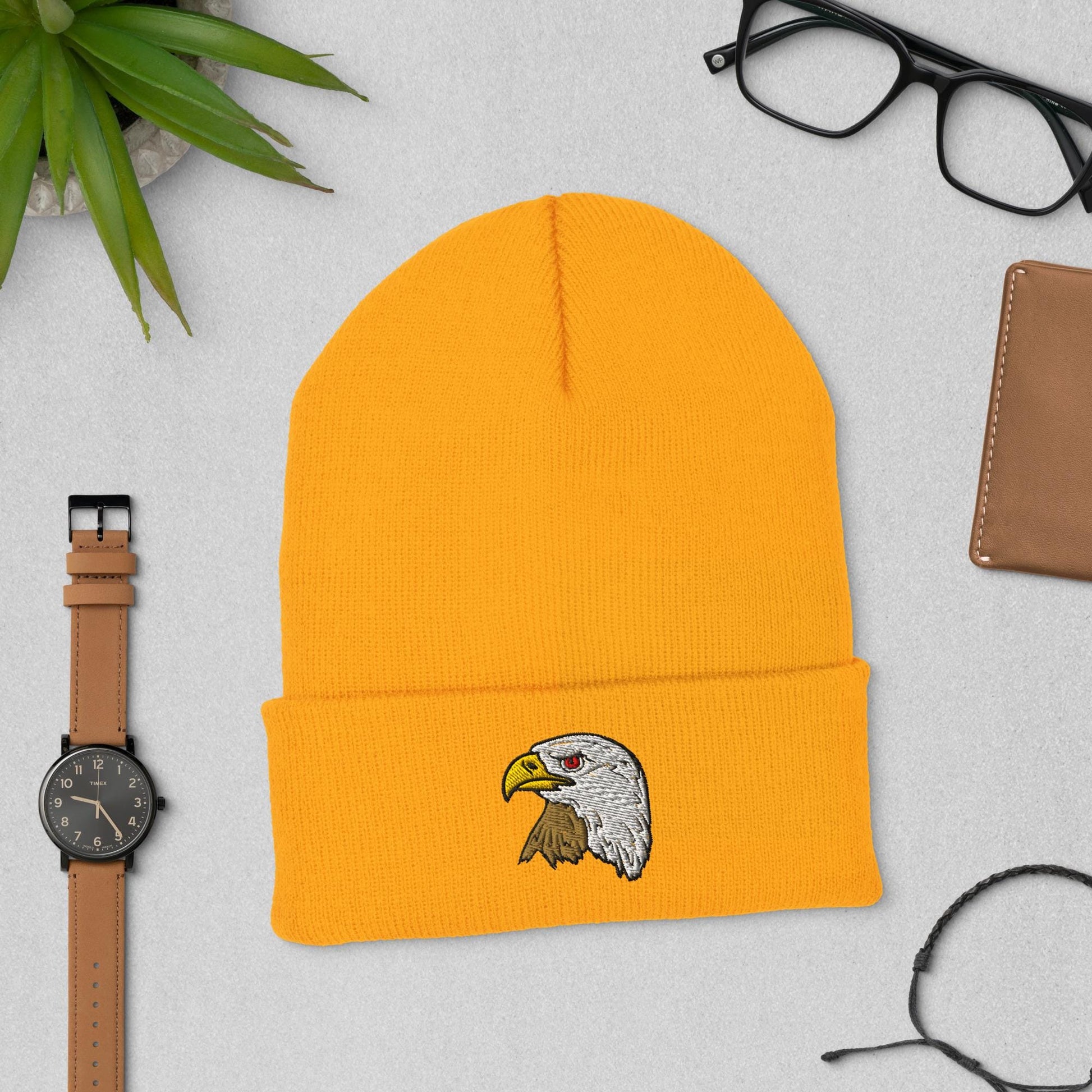 Bald Eagle Cuffed Embroidered Beanie | Cozy Winter Hat | USA Wildlife Apparel | Perfect Gift for Nature Lovers & Outdoor Enthusiasts