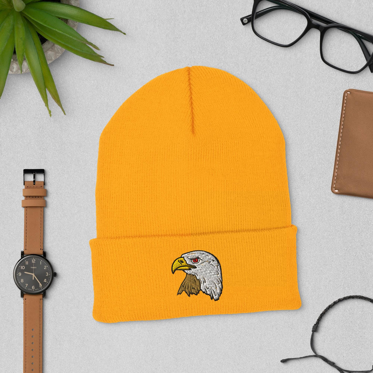 Bald Eagle Cuffed Embroidered Beanie | Cozy Winter Hat | USA Wildlife Apparel | Perfect Gift for Nature Lovers & Outdoor Enthusiasts