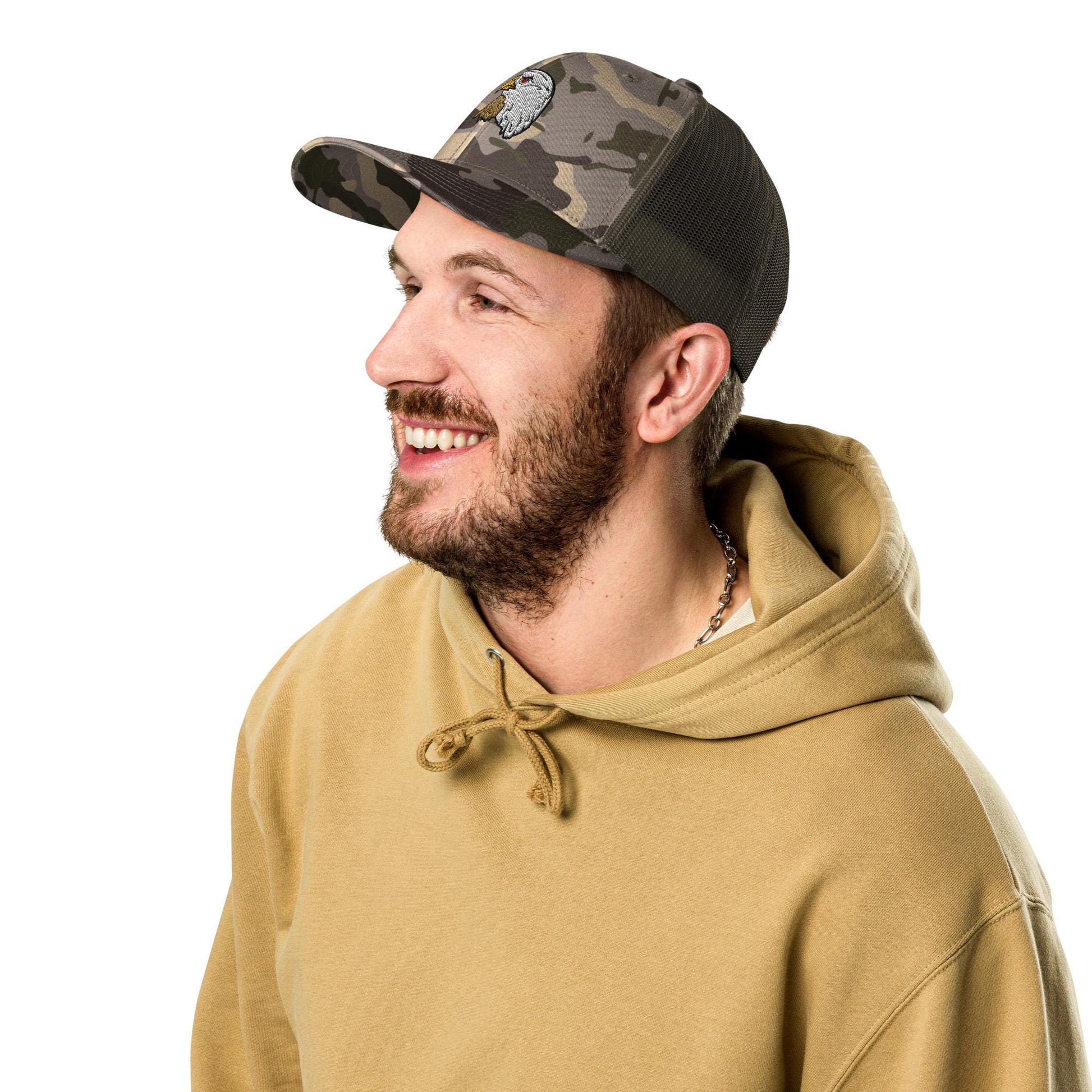 Bald Eagle Camouflage Trucker Hat | Outdoor and Hunting Cap | Perfect Gift for Nature Lovers & Wildlife Fans | Embroidered Hat