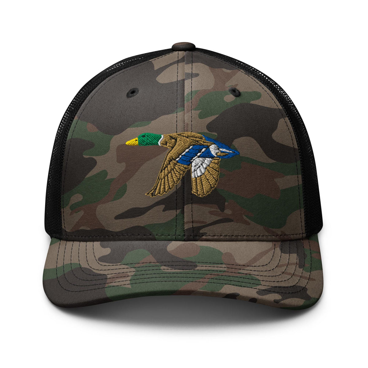 Mallard Duck Camouflage Trucker Hat | Adjustable Outdoor Cap | American Wildlife Gear & Gifts | Embroidered Hat