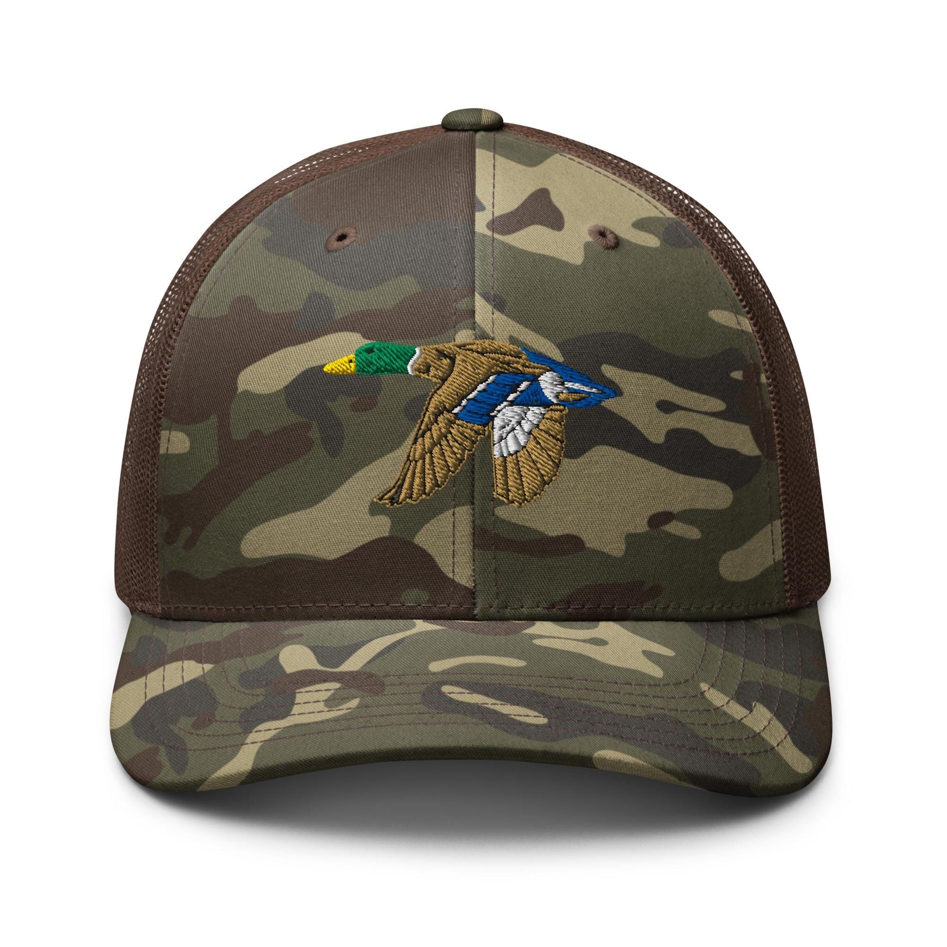 Mallard Duck Camouflage Trucker Hat | Adjustable Outdoor Cap | American Wildlife Gear & Gifts | Embroidered Hat