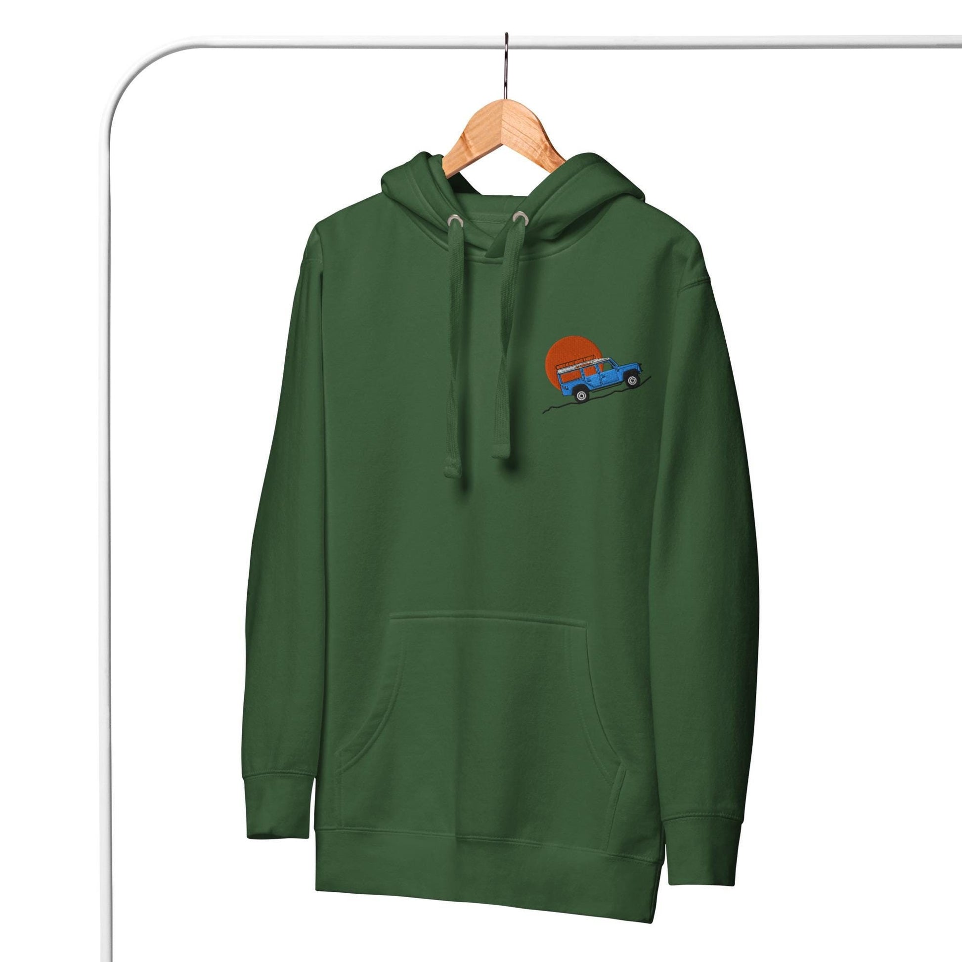 Embroidered Land Rover Defender Hoodie | Custom Car Sweatshirt, Off-Road Adventure Apparel | Defender Lovers Gear | Land Rover Lovers Gift